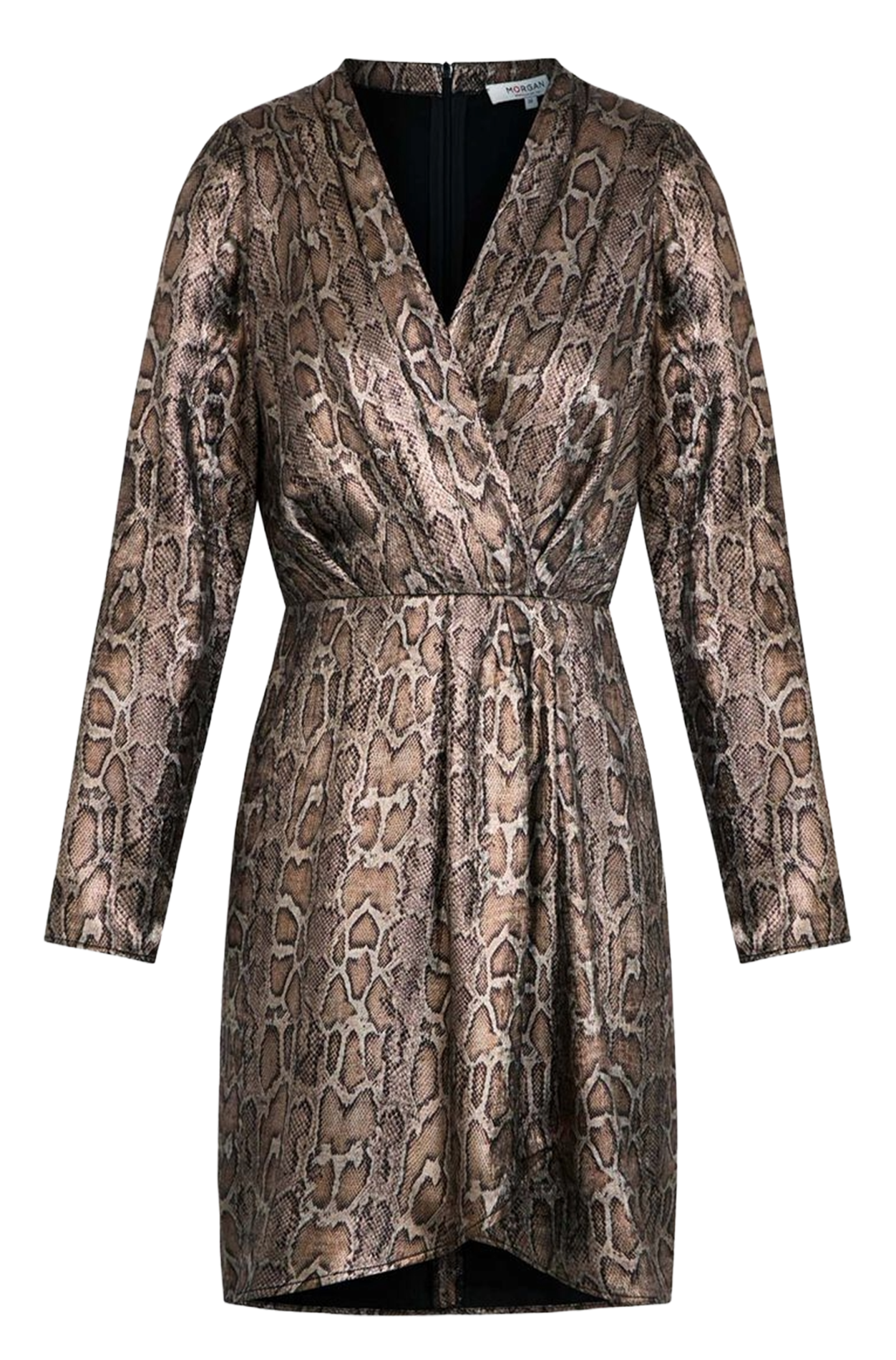 Robe courte col V imprimé satiné MORGAN Multicolore