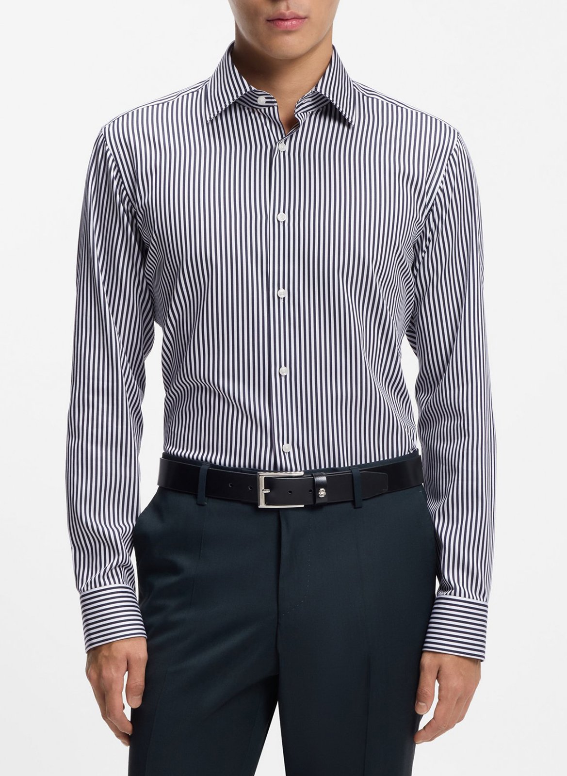 Chemise col classique manches contrastantes en coton BOSS Blue