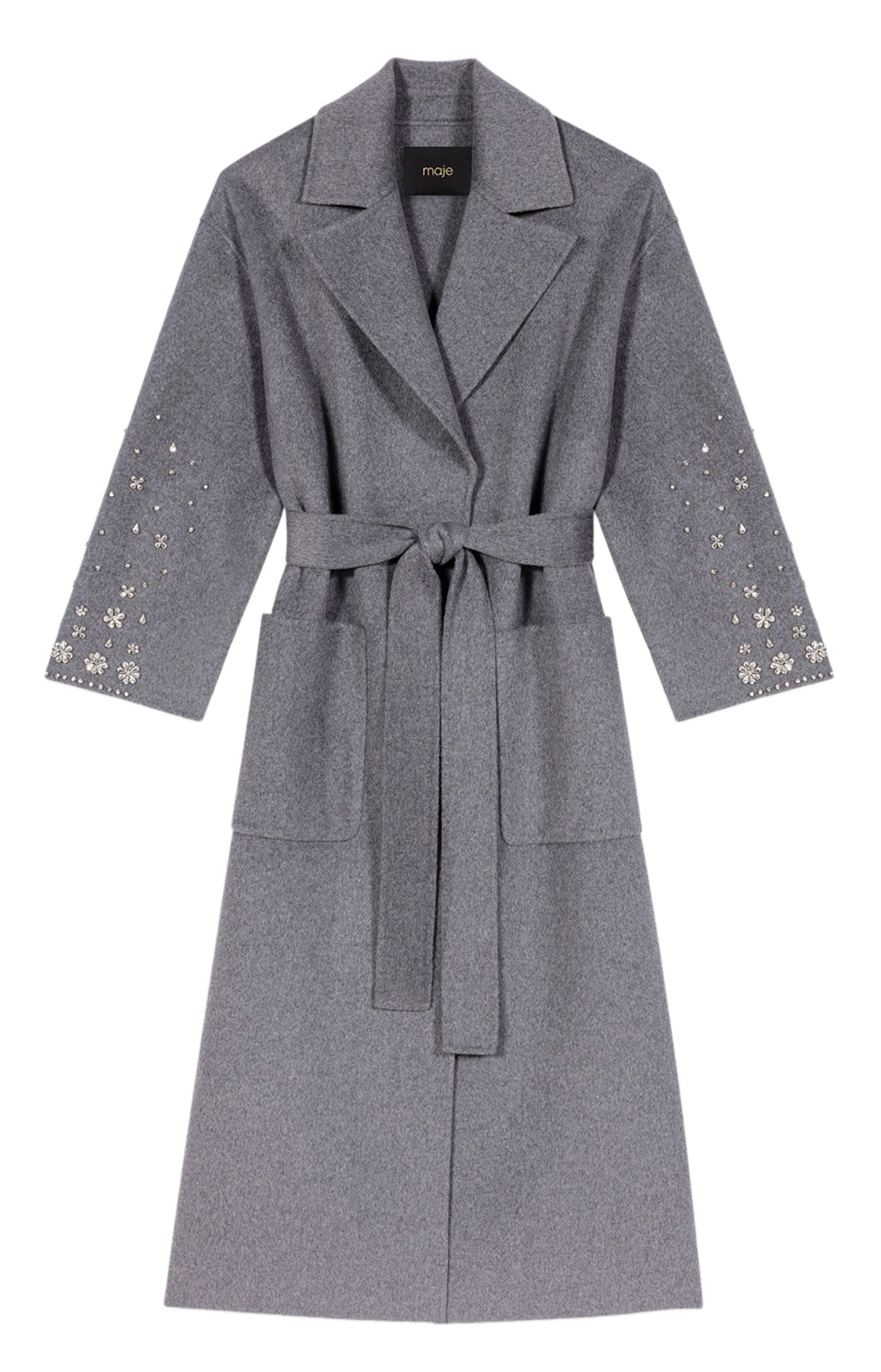 Manteau col tailleur en laine mélngée MAJE Gris