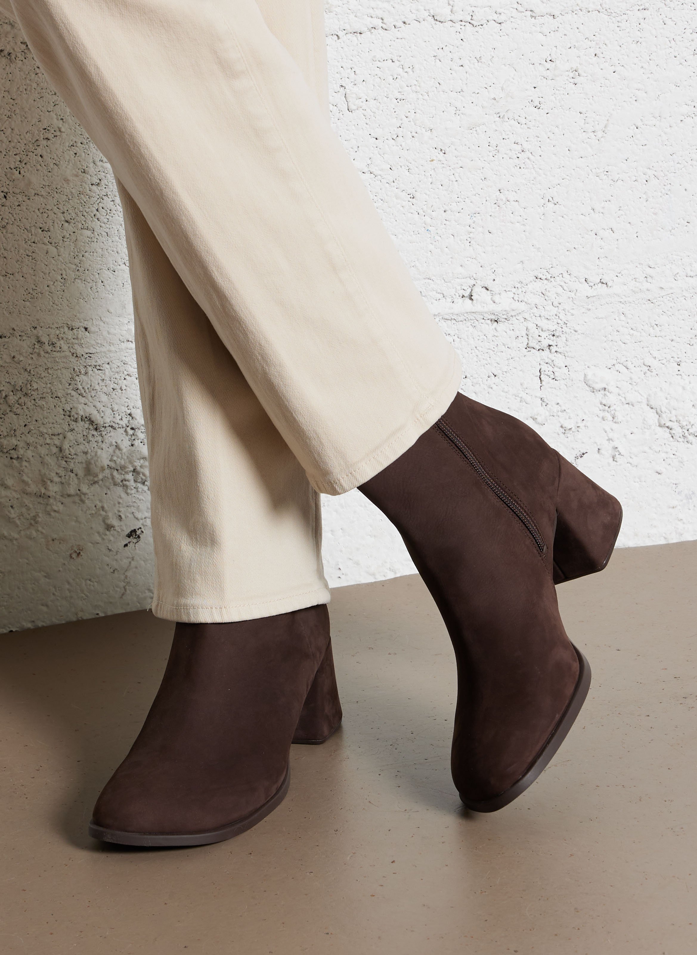 Bottines à talons unies en cuir CAMPER Marron