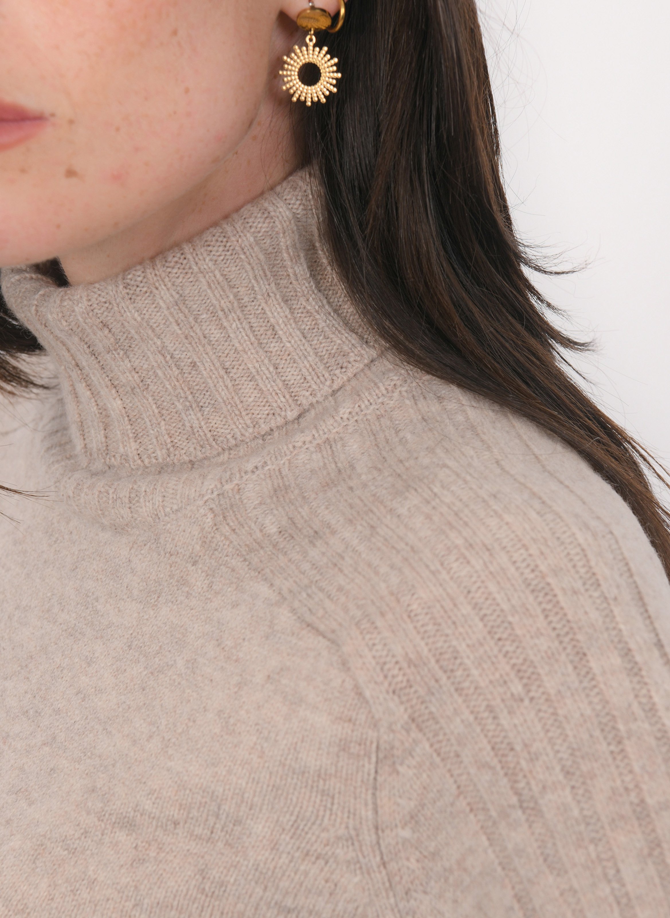 Pull oversize col roulé en laine et cachemire KOOKAI Marron