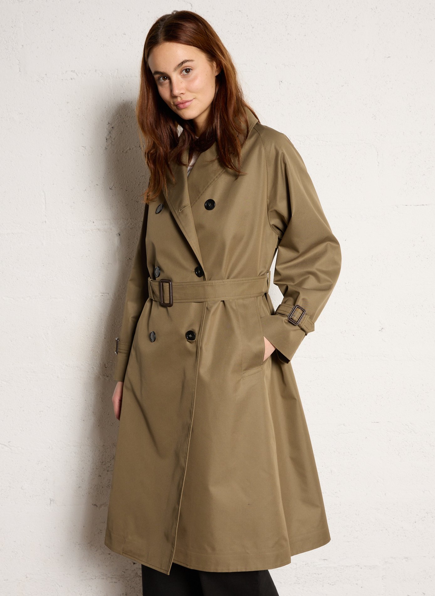 Trenchcoat met klassieke kraag - katoenblend MAX MARA WEEK END Kaki