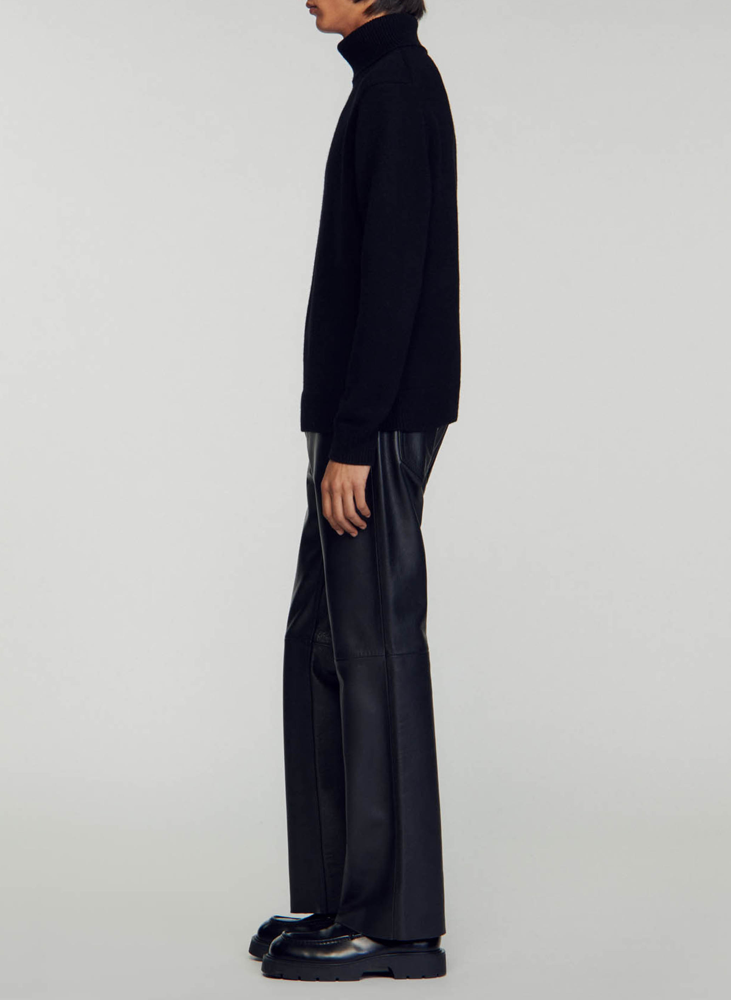 Pull droit col roulé en laine mélangée SANDRO Noir