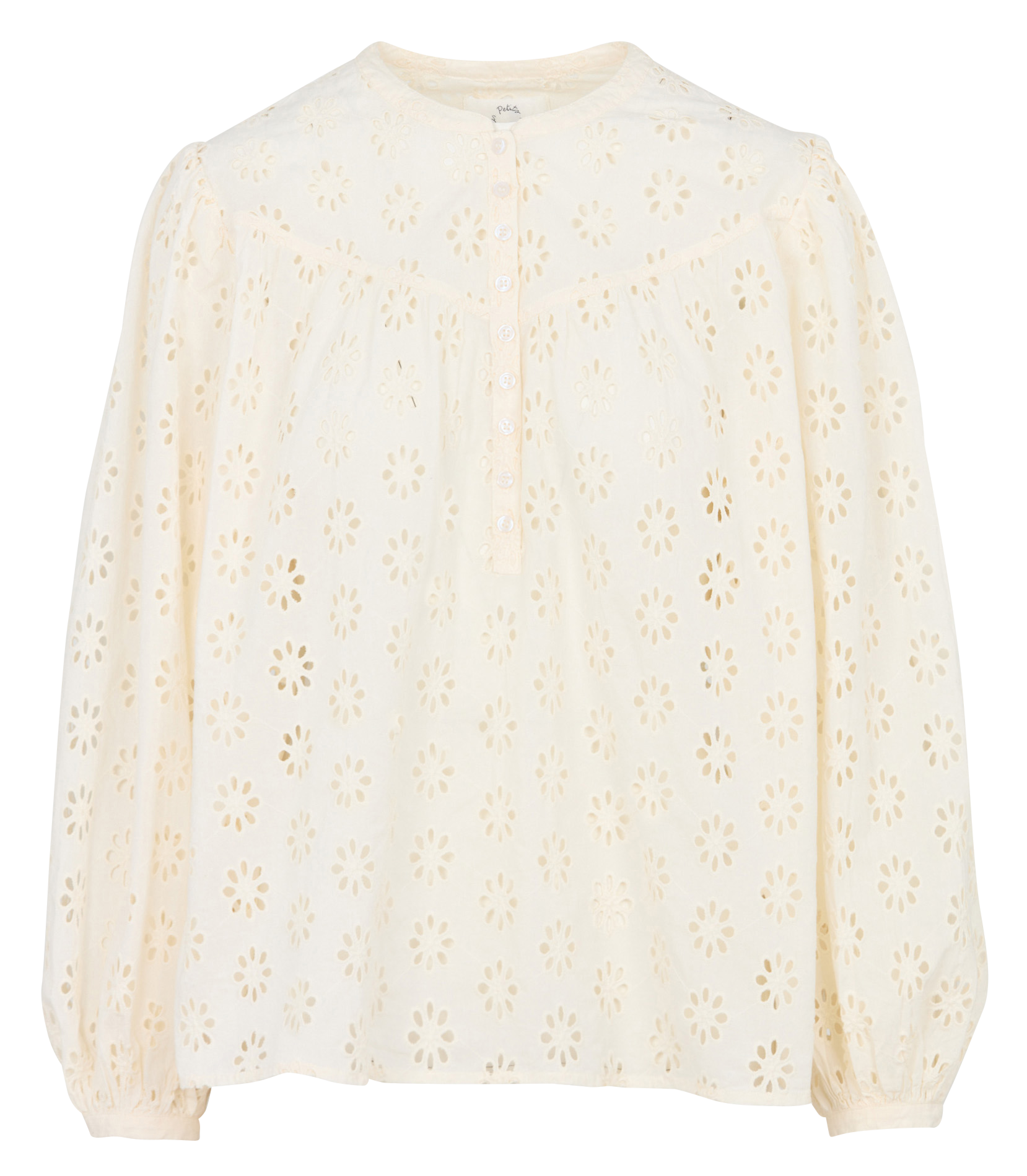 <div>Wijde blouse met Engelse borduursels</div> DES PETITS HAUTS Beige