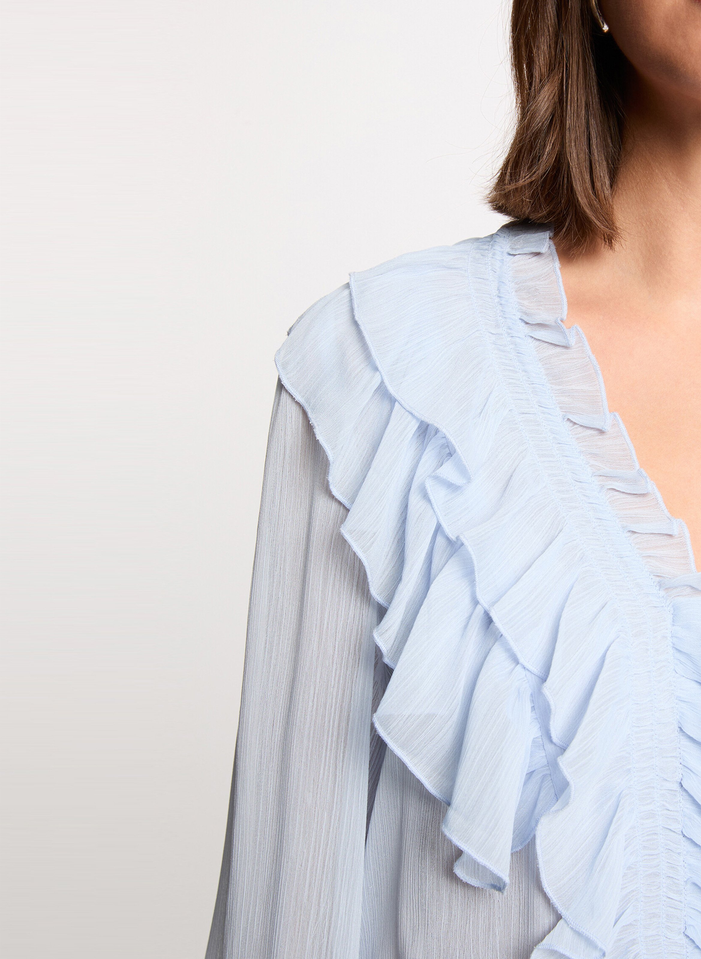 Bluse mit V-Ausschnitt Blau