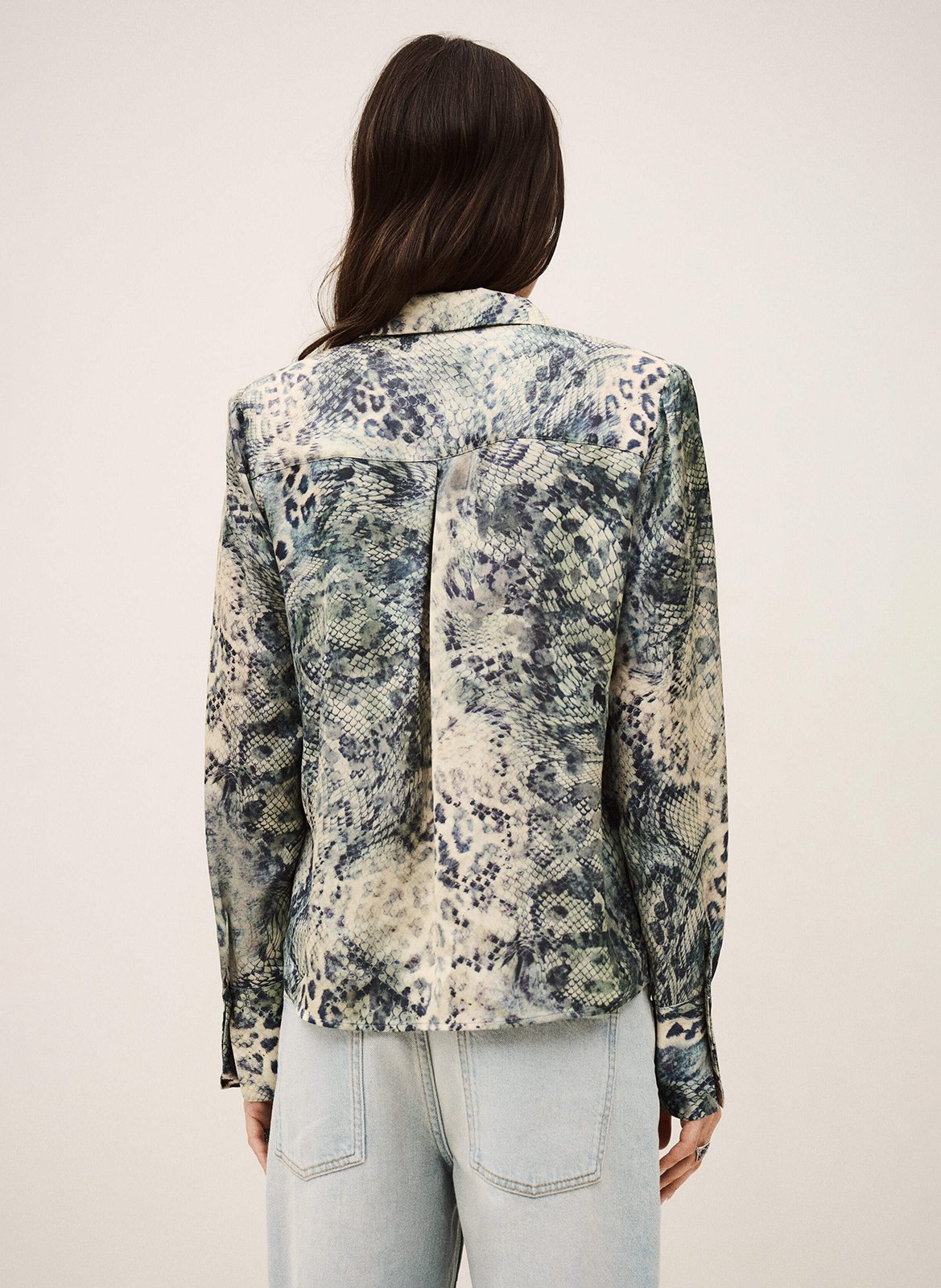 Chemise droite col classique imprimée Bleu