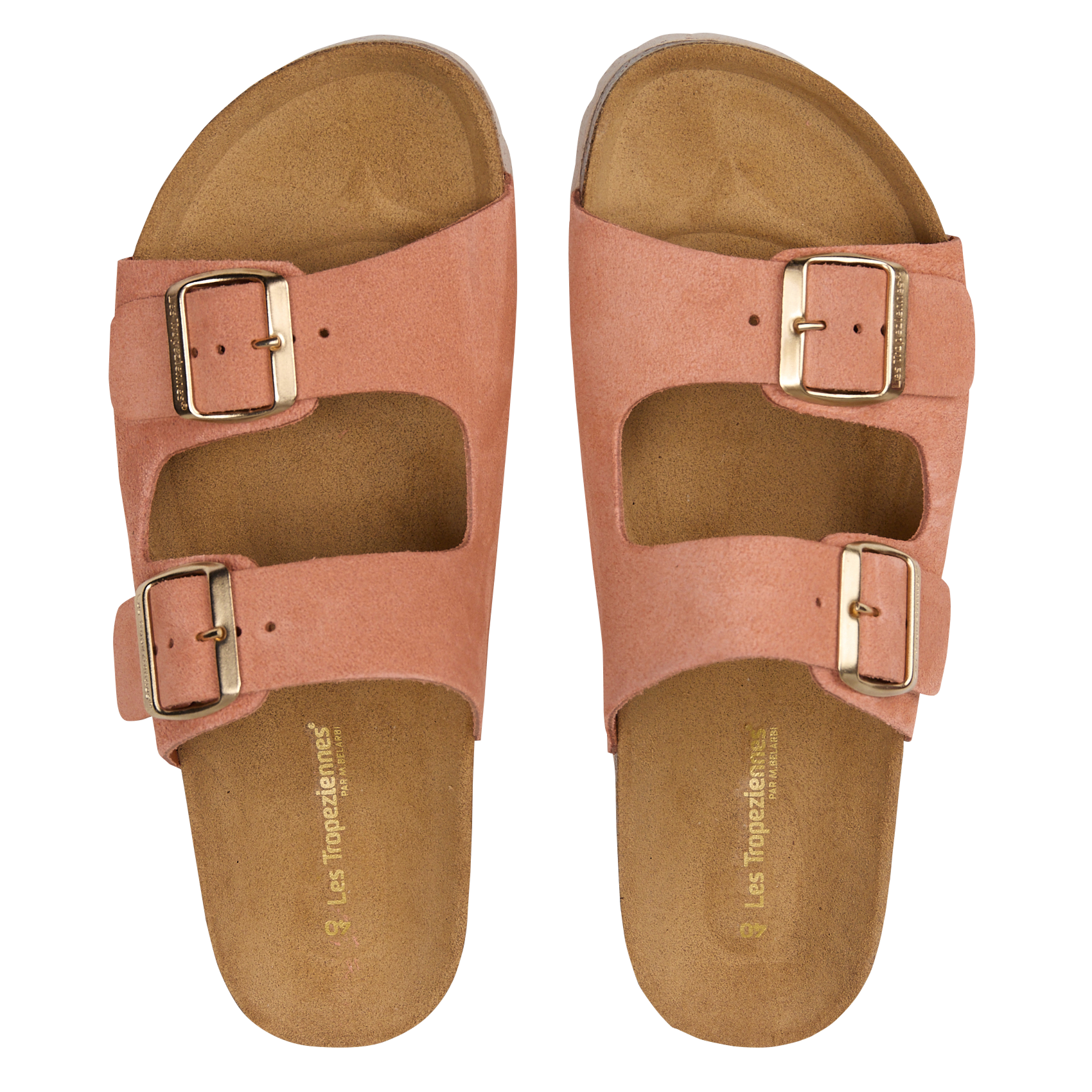 Flat strappy leather sandals LES TROPEZIENNES PAR M.BELARBI Pink