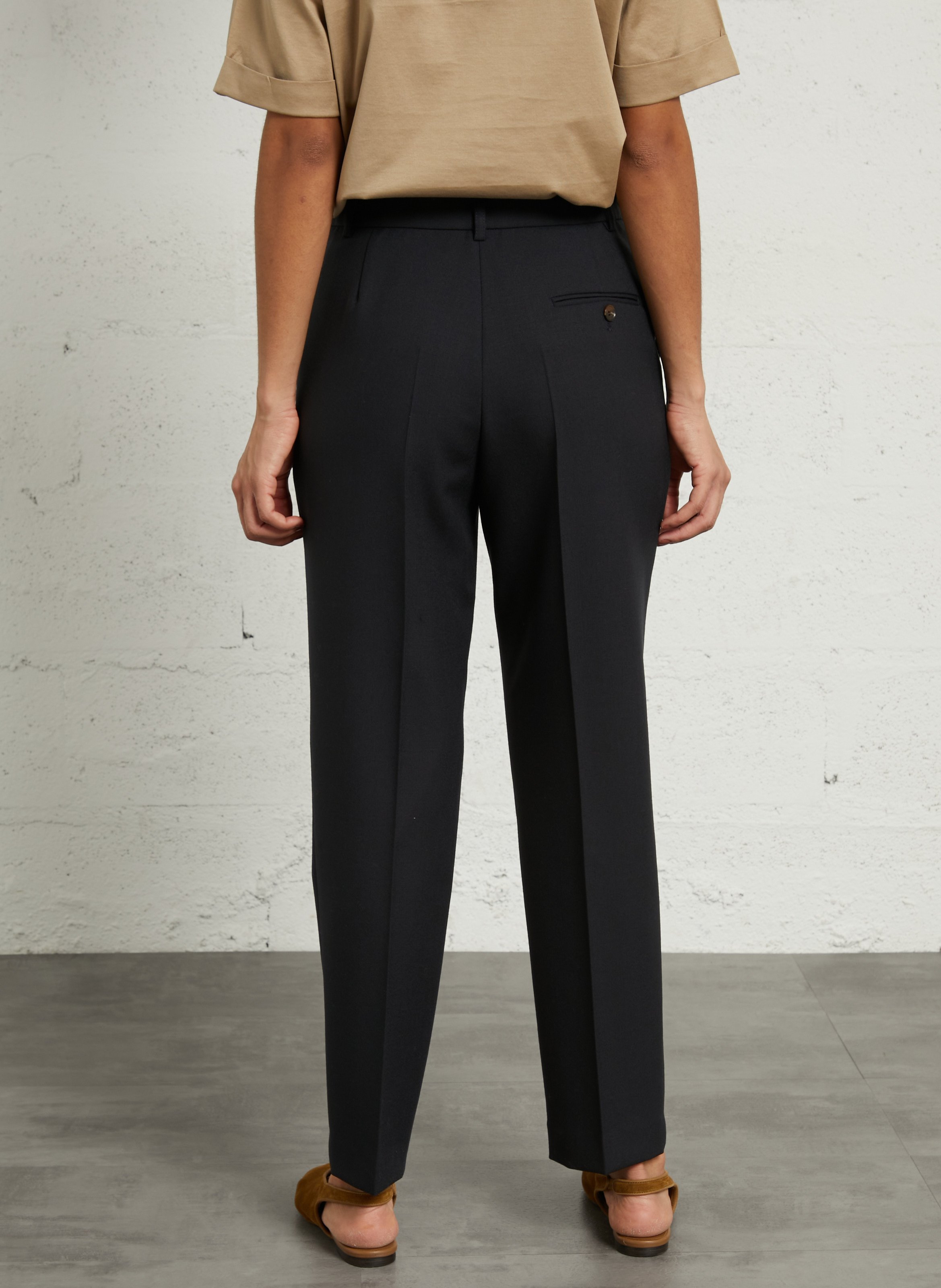 Pantalon tailleur en laine uni SOEUR Bleu