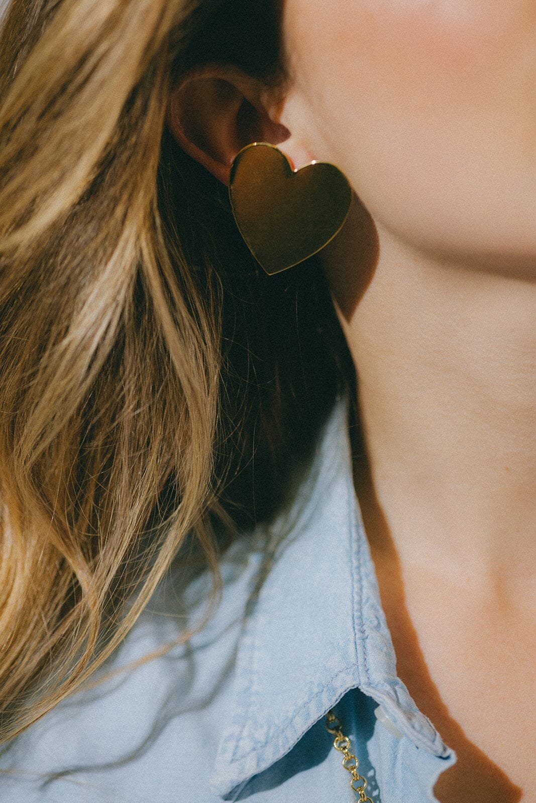 Maxi heart-shaped gold-plated stud earrings Golden