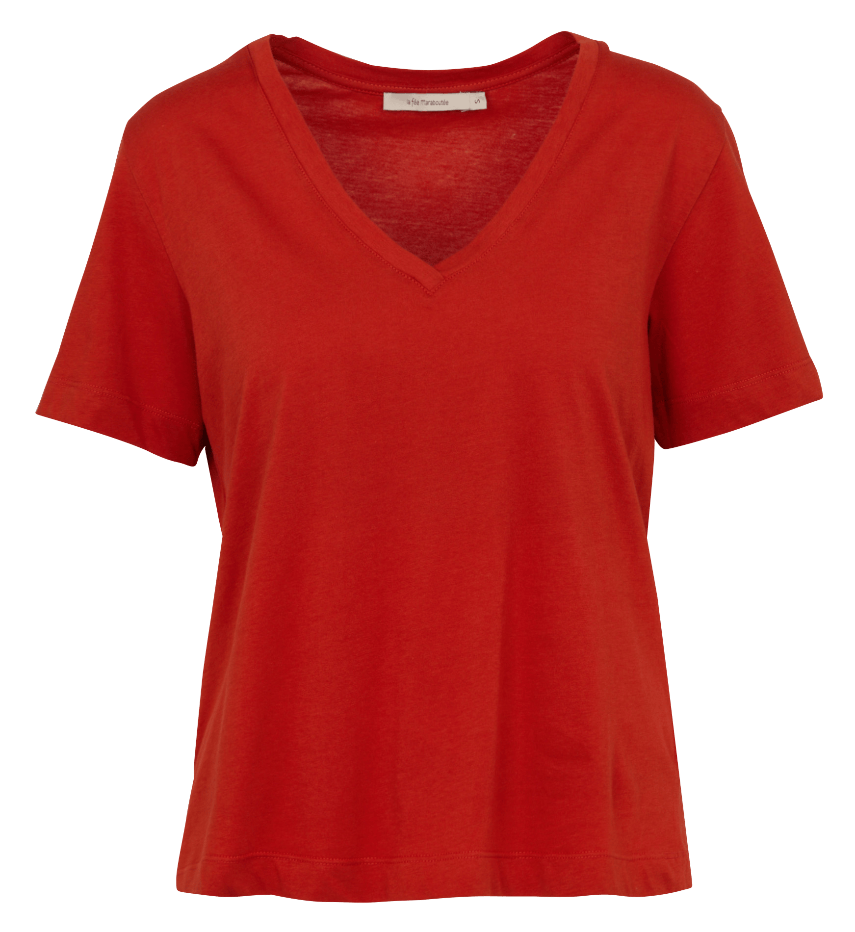 Tee-shirt ample col V en coton bio LA FEE MARABOUTEE Rouge