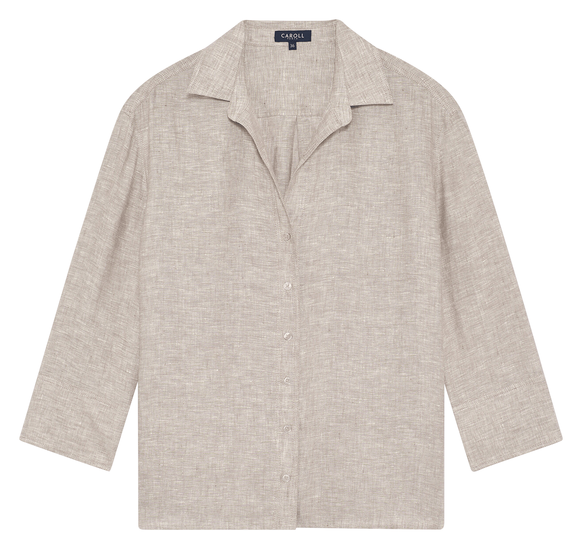 Checked linen shirt with classic collar CAROLL Beige