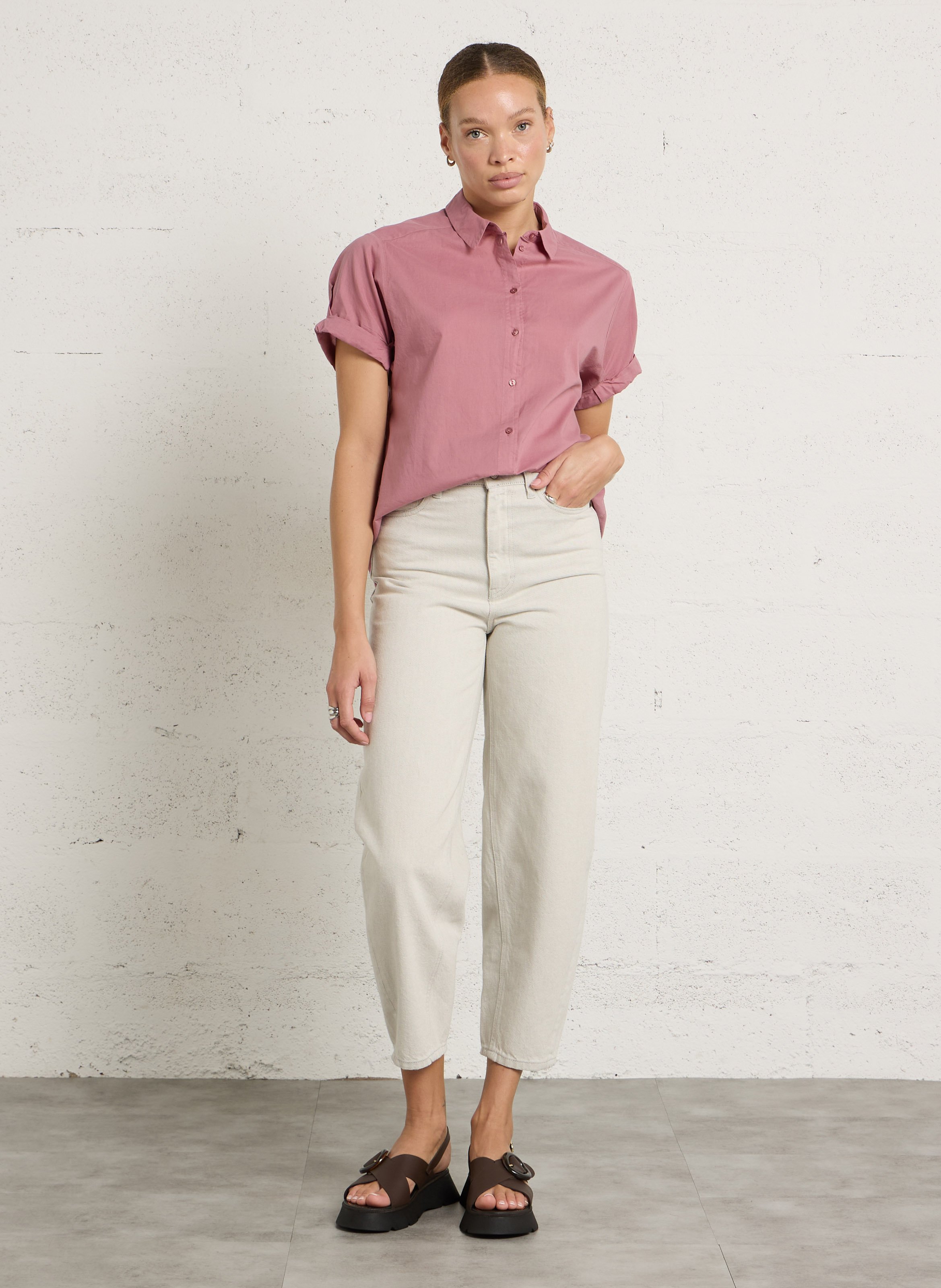 Wedgesandalen in effen leer JB MARTIN Bruin