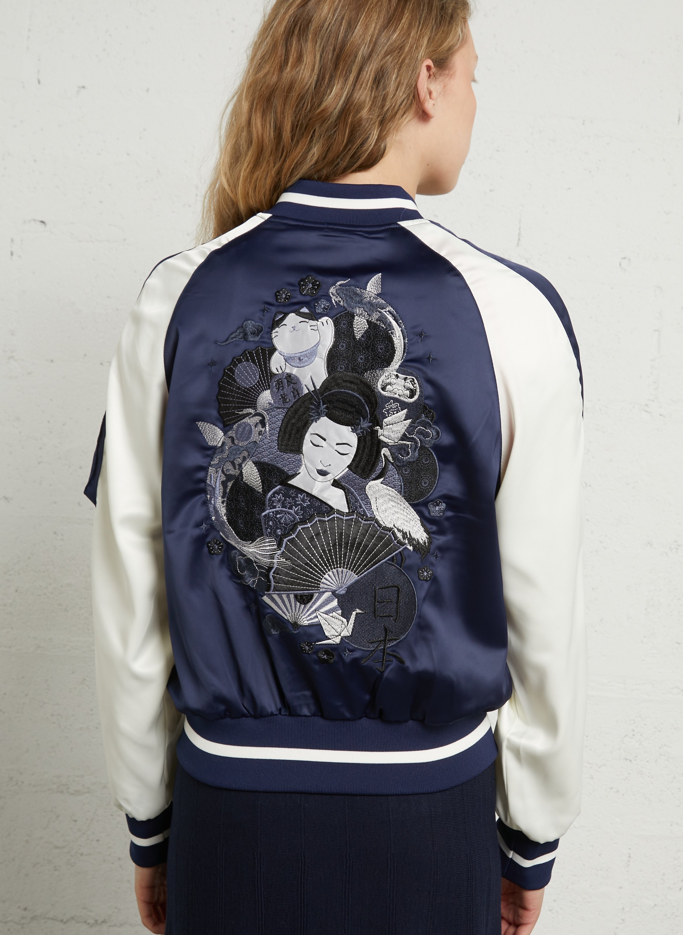 Gerader Blouson mit Teddykragen und Stickerei BOMBERS ORIGINAL Blau