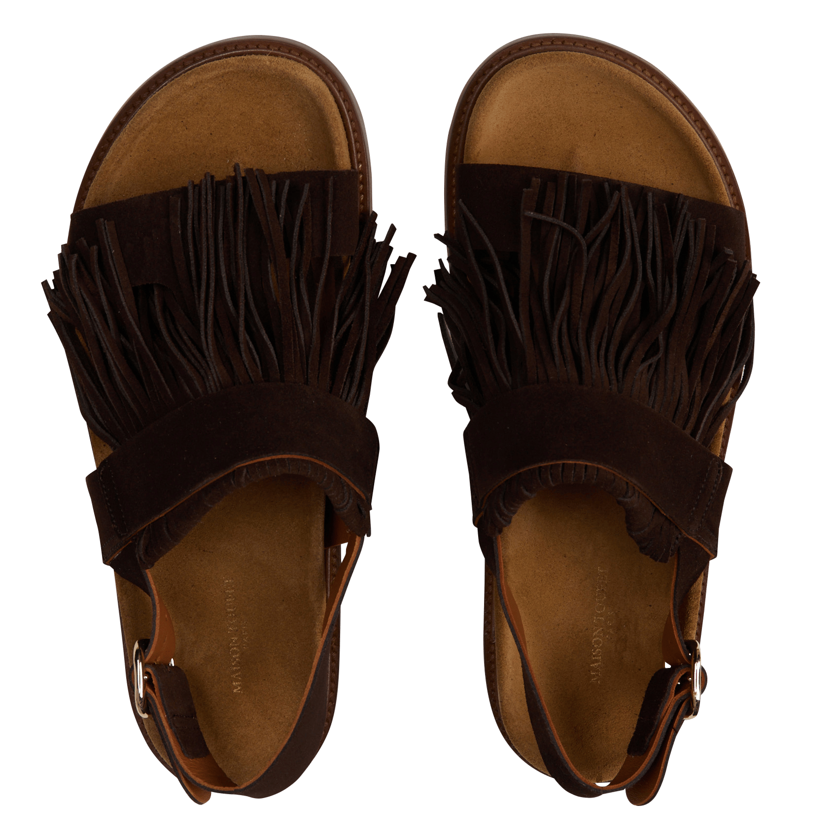 Flache Sandalen mit Fransen aus Wildleder MAISON TOUFET Braun