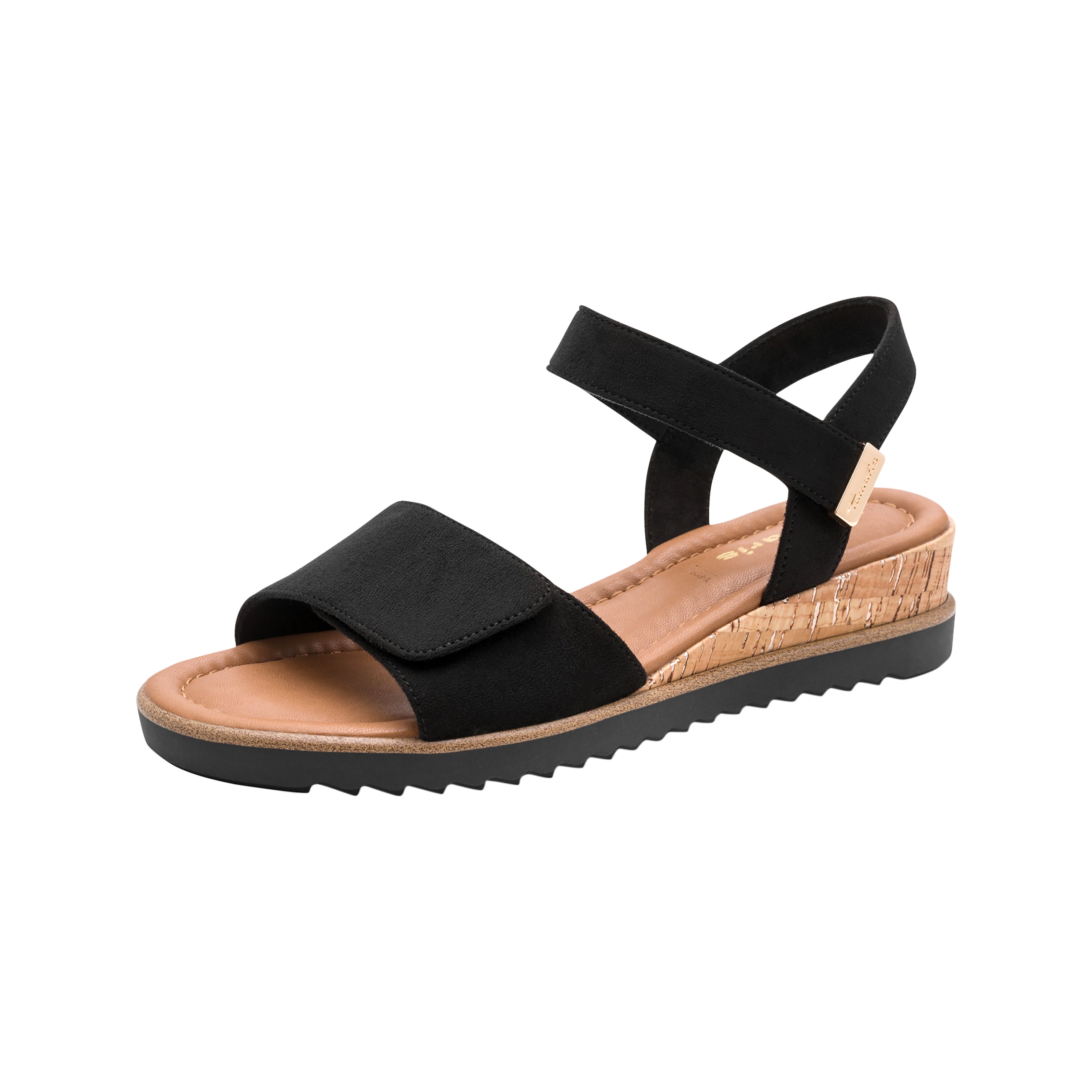 Sandales compensées à scratch TAMARIS Noir