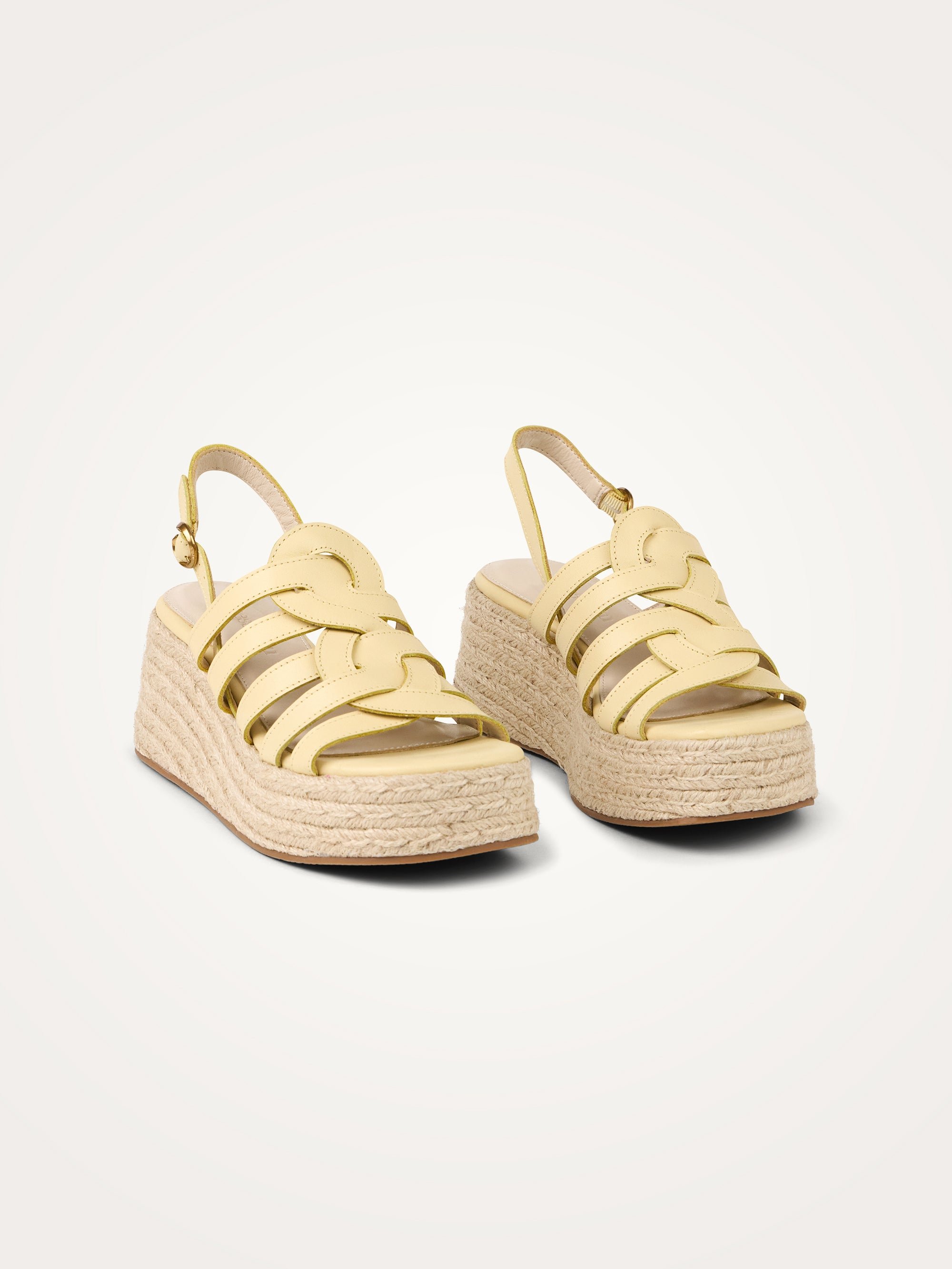 Suede multi-strap platform sandals with buckle VANESSA WU Yellow