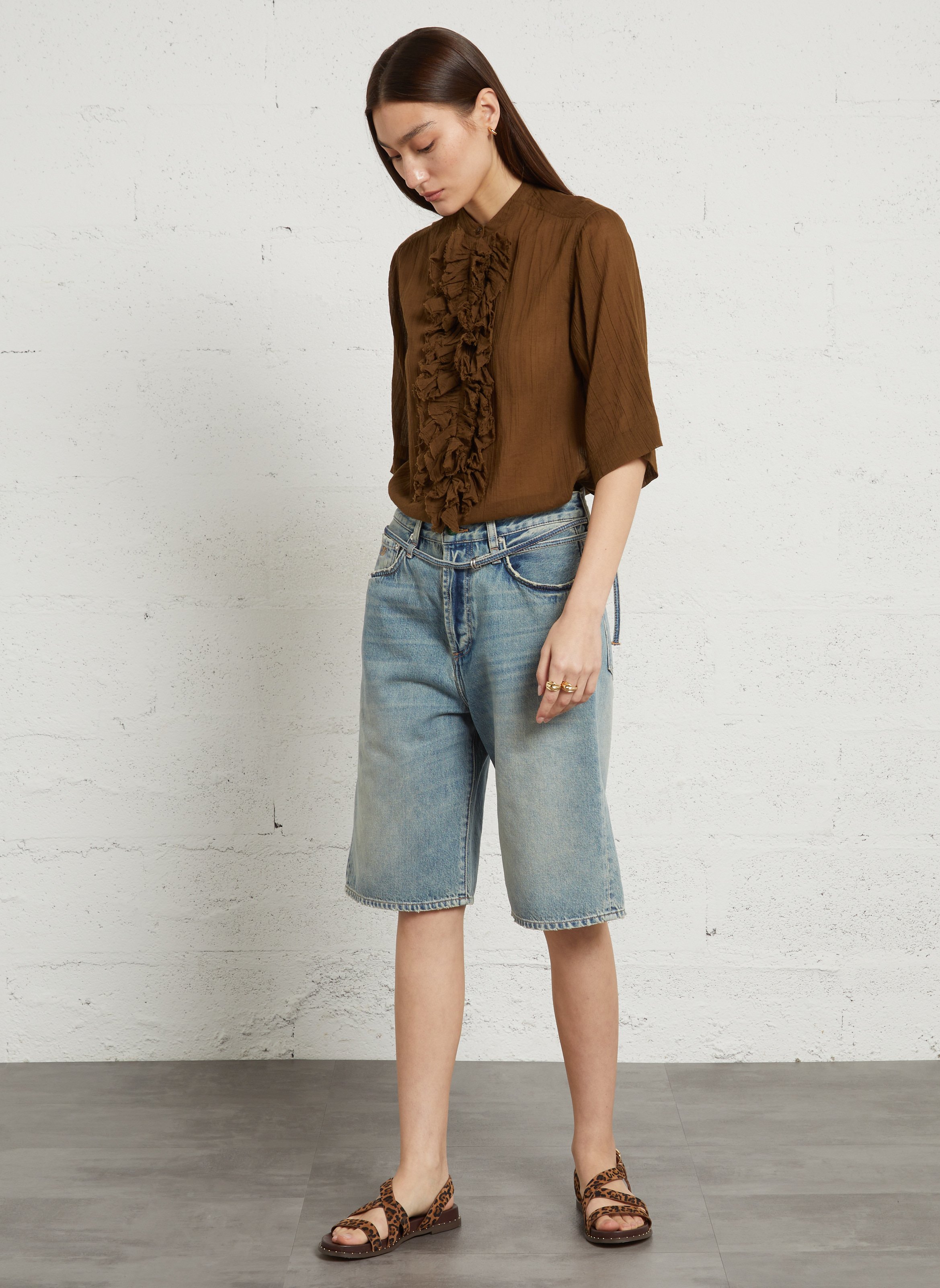 Sandales plates en cuir COSMOPARIS Beige