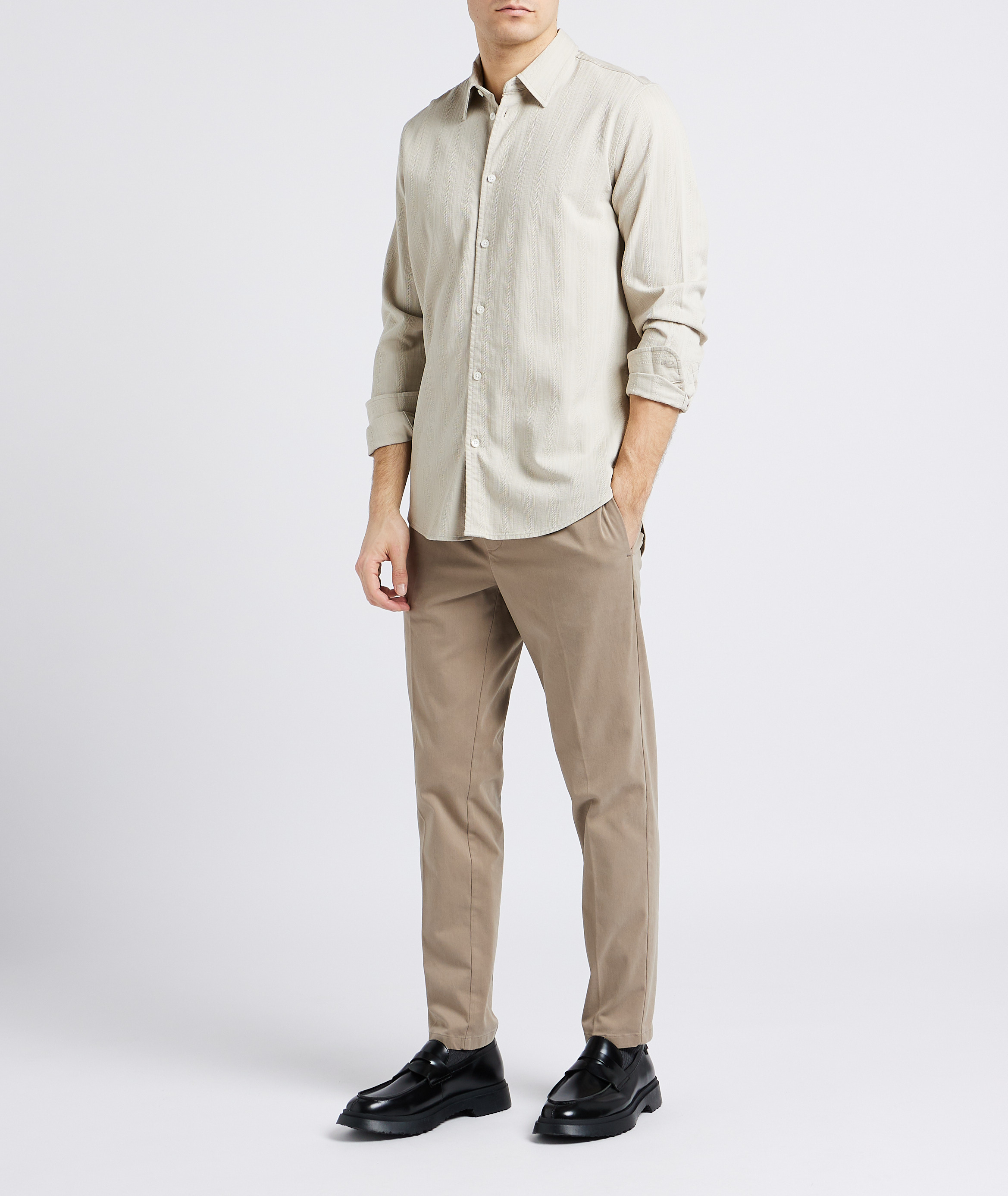 Regular-fit cotton-blend shirt with classic collar SAMSOE SAMSOE Beige