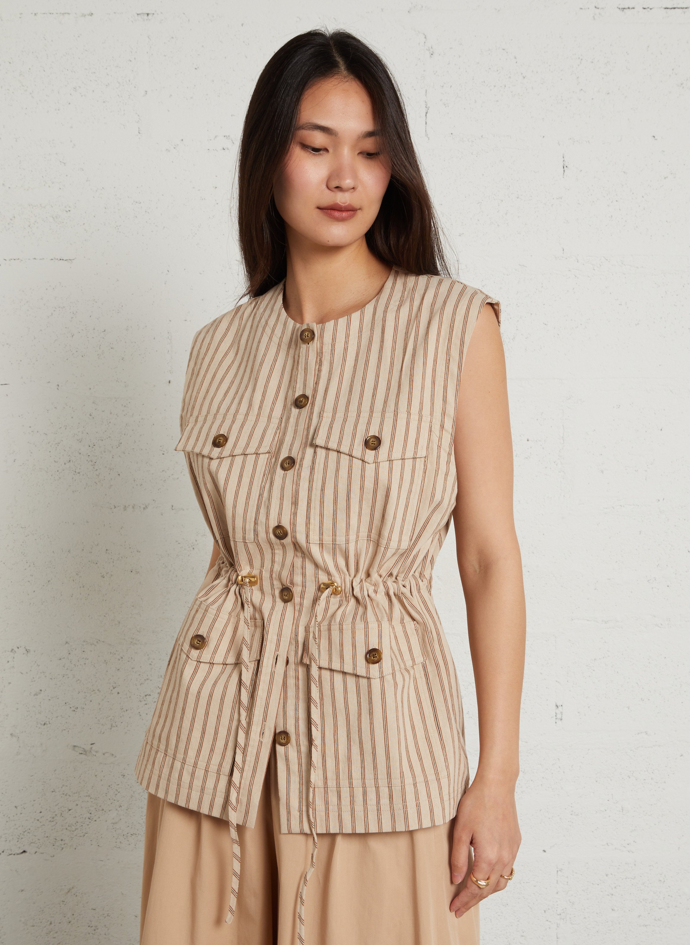 Jack met Victoriaanse kraag - katoenblend DES PETITS HAUTS Bruin