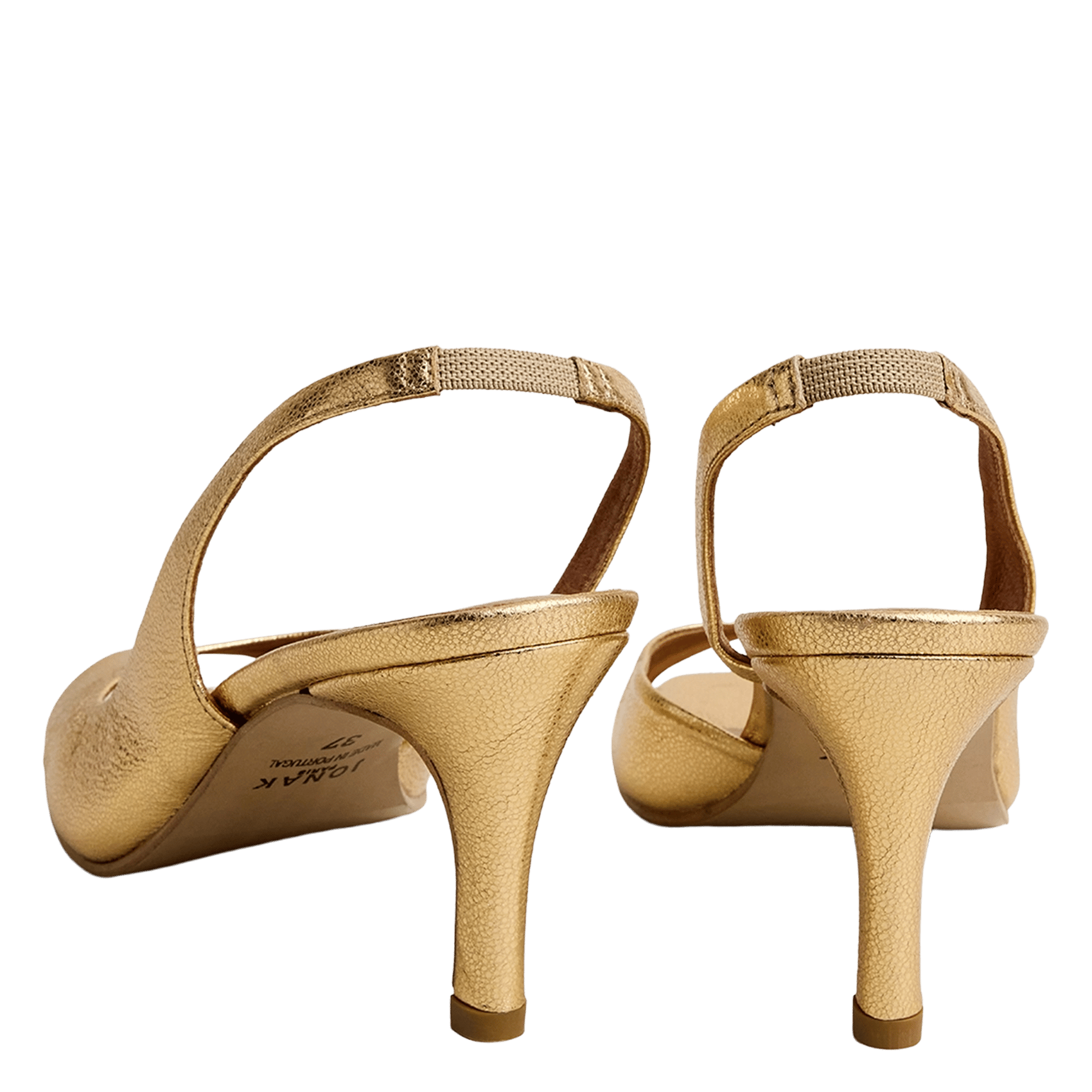 Heeled metallic leather sandals JONAK Golden