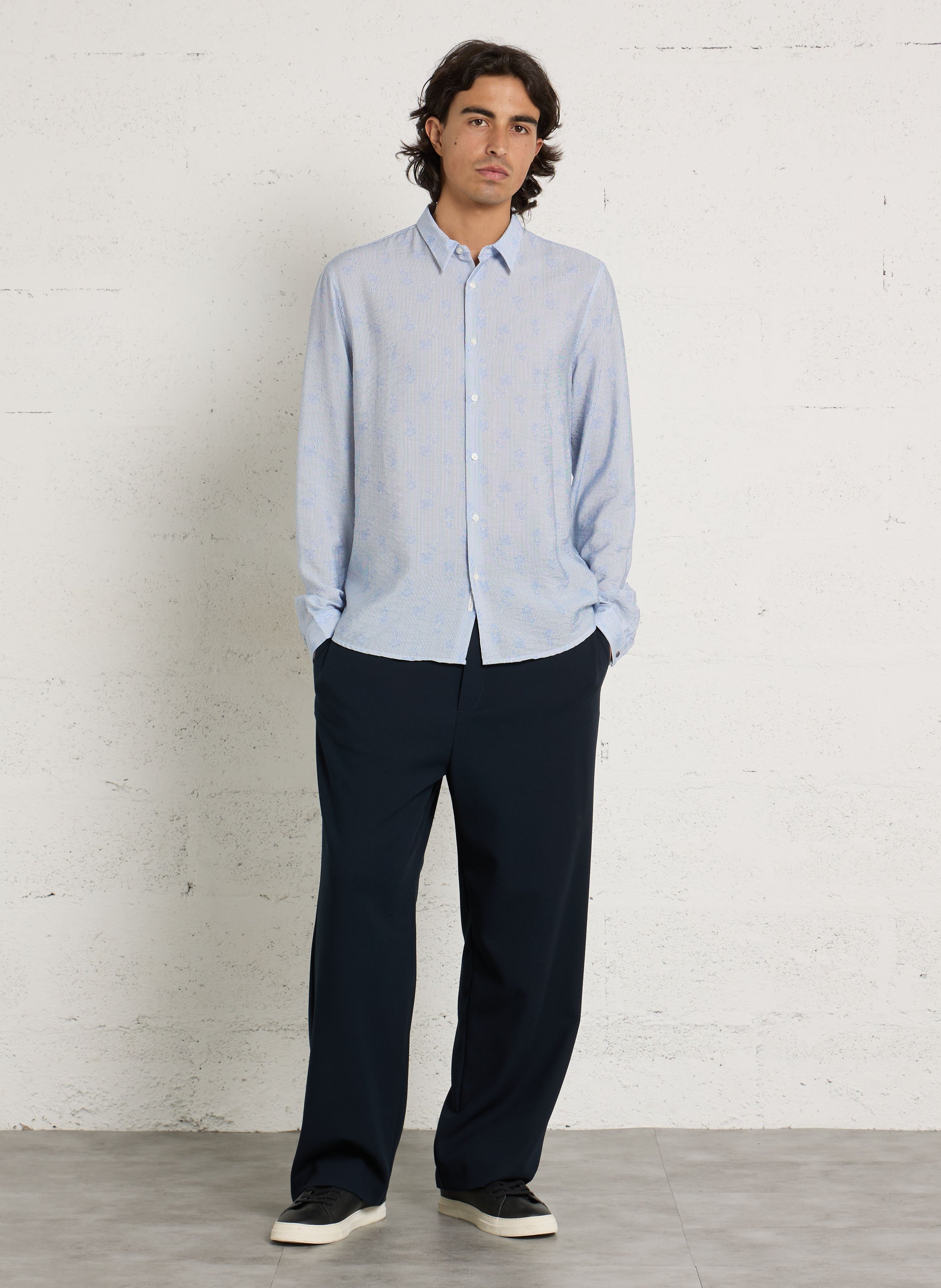 Chemise slim à rayures IKKS Bleu