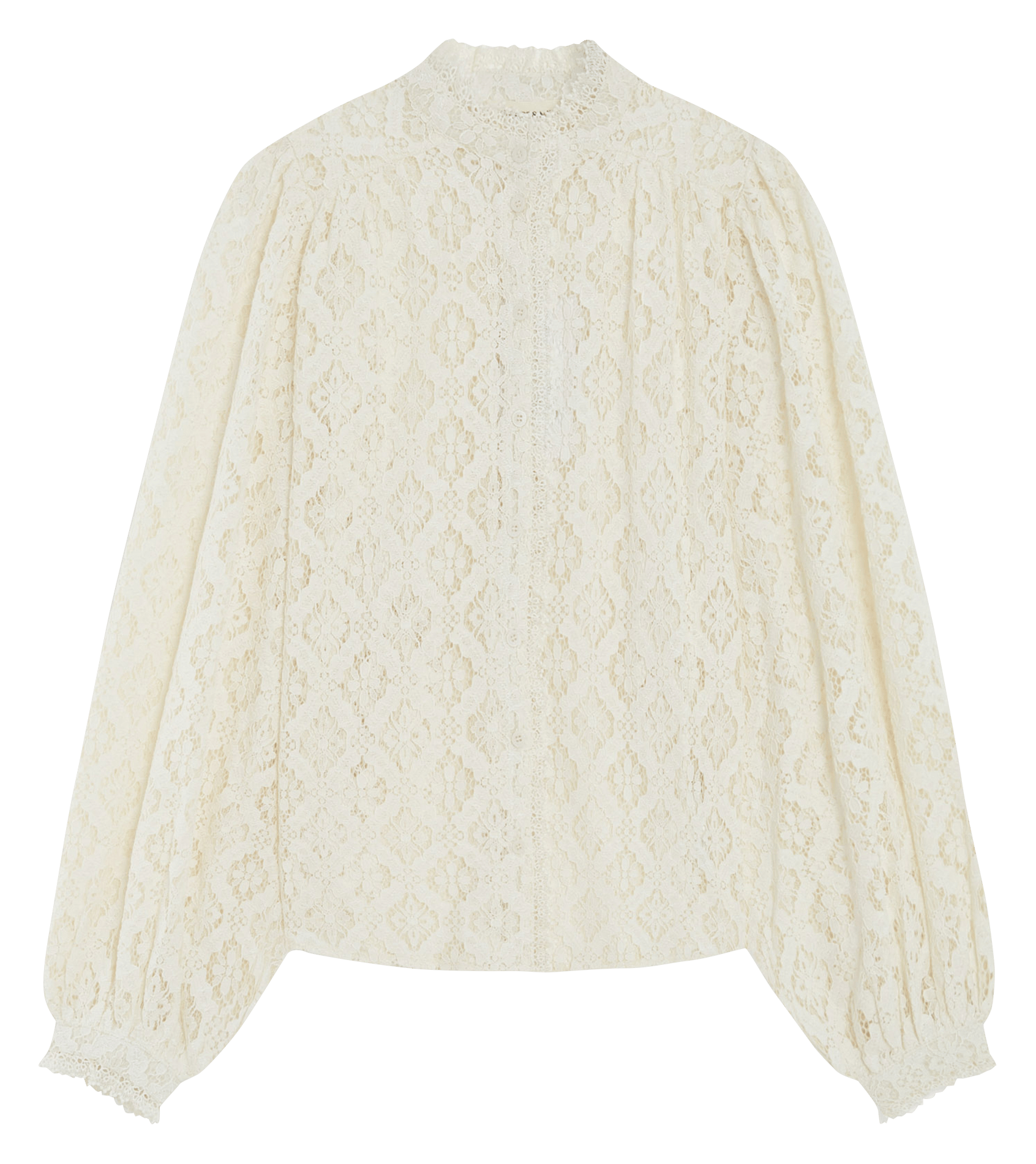Chemise droite à dentelle GRACE ET MILA Blanc