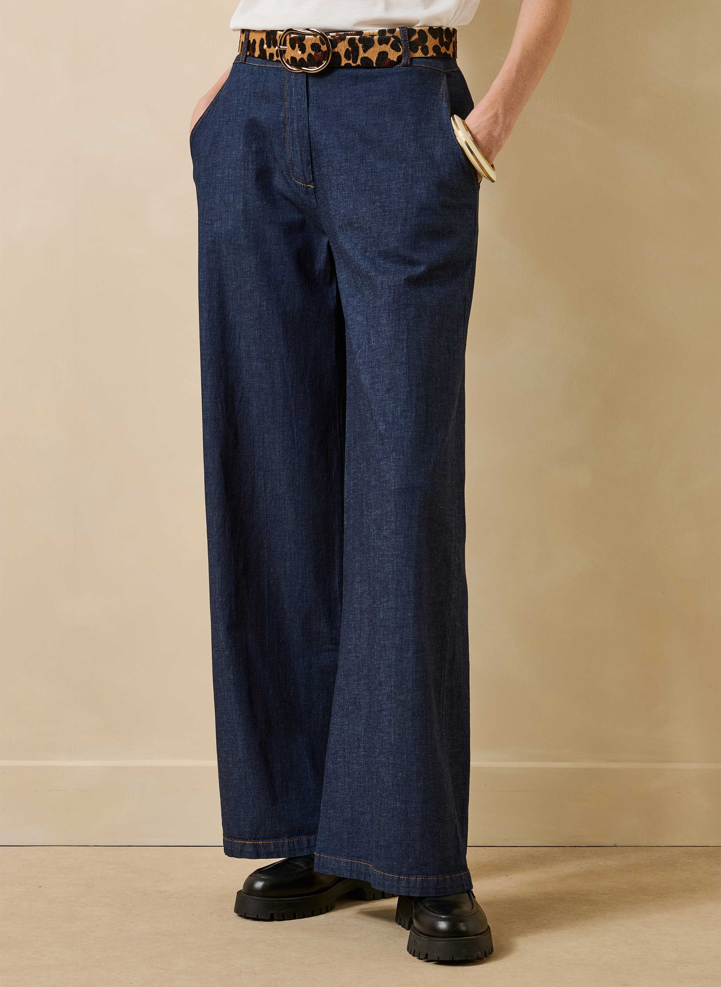 High-rise flared cotton-blend jeans LA FEE MARABOUTEE
