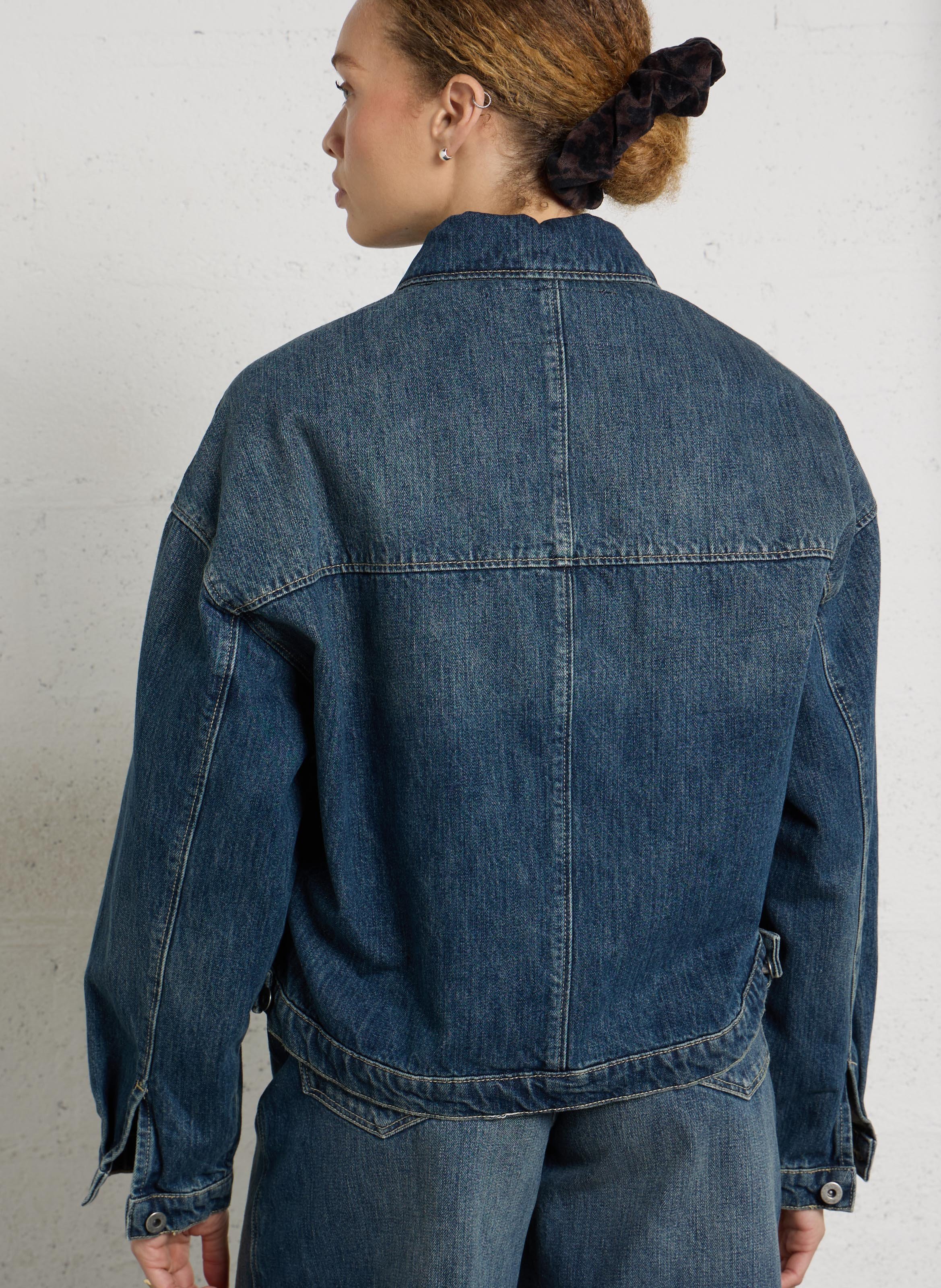 Veste ample ceinturée en denim SOEUR Bleu
