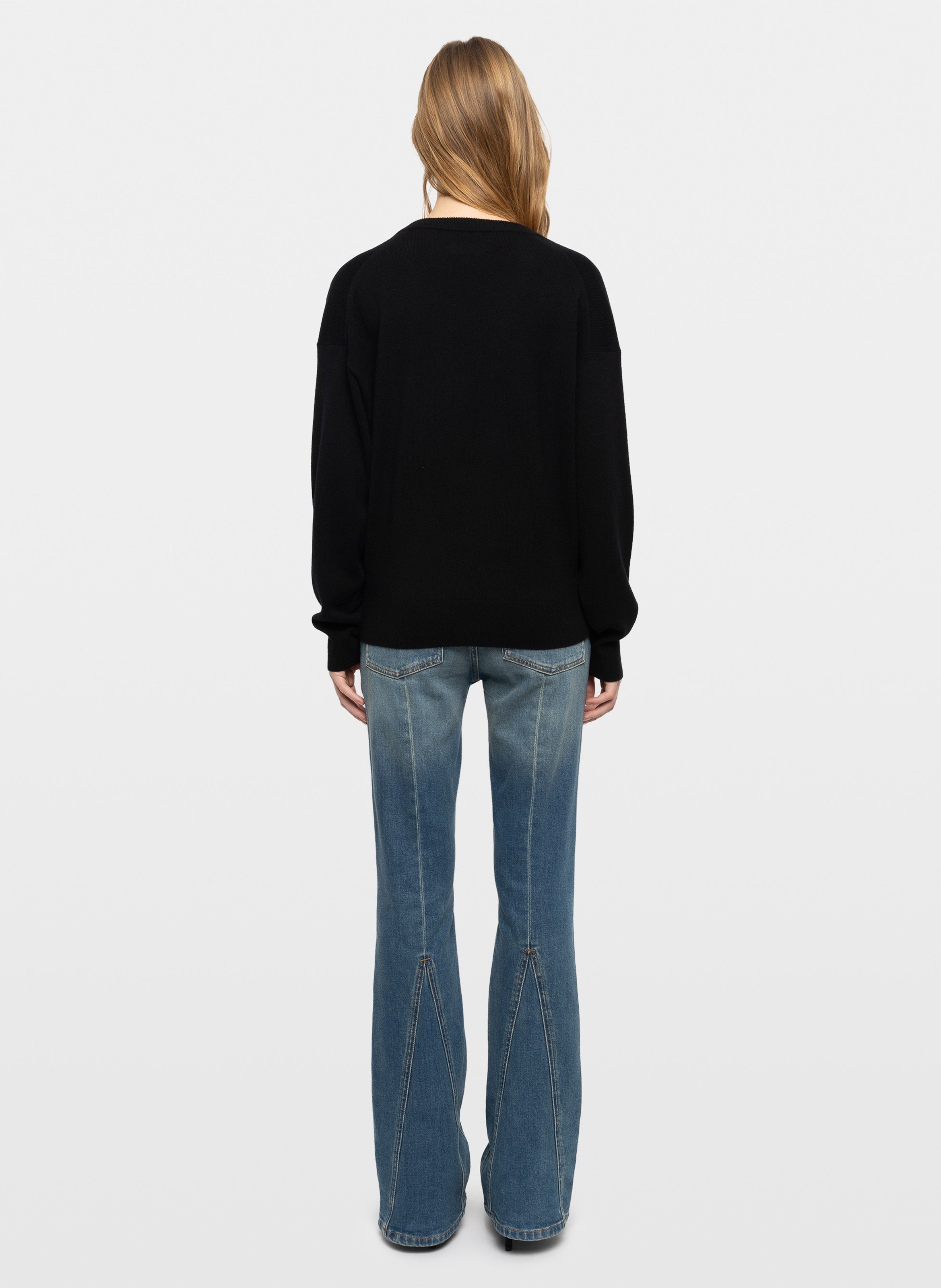 Pull droit col V en laine mélangée ZADIG&VOLTAIRE Noir