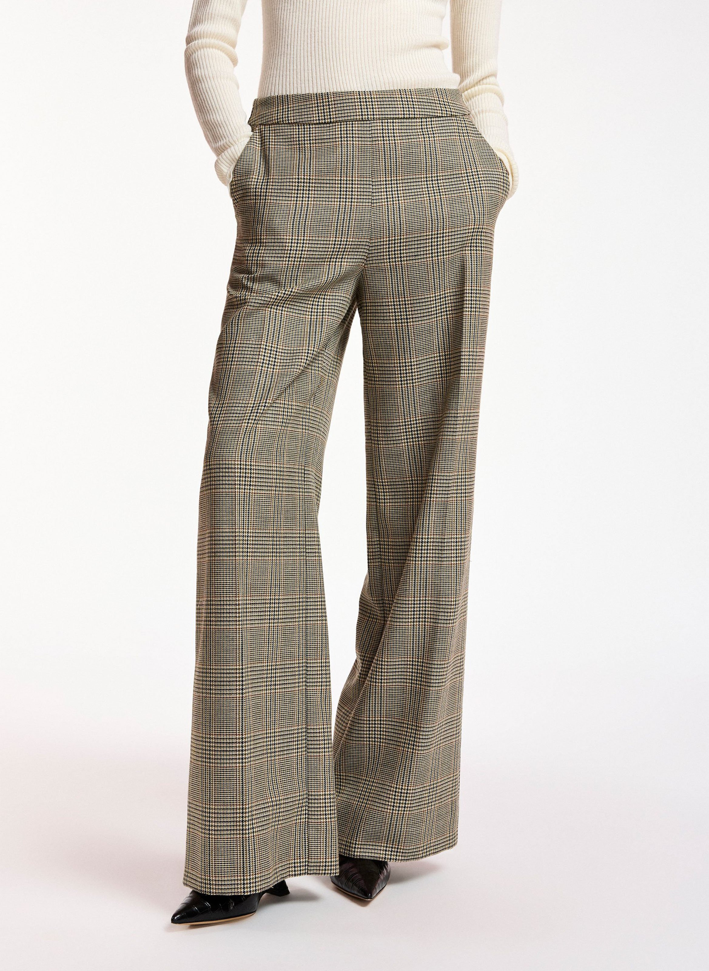 Checked straight-leg pants ESSENTIEL ANTWERP Brown