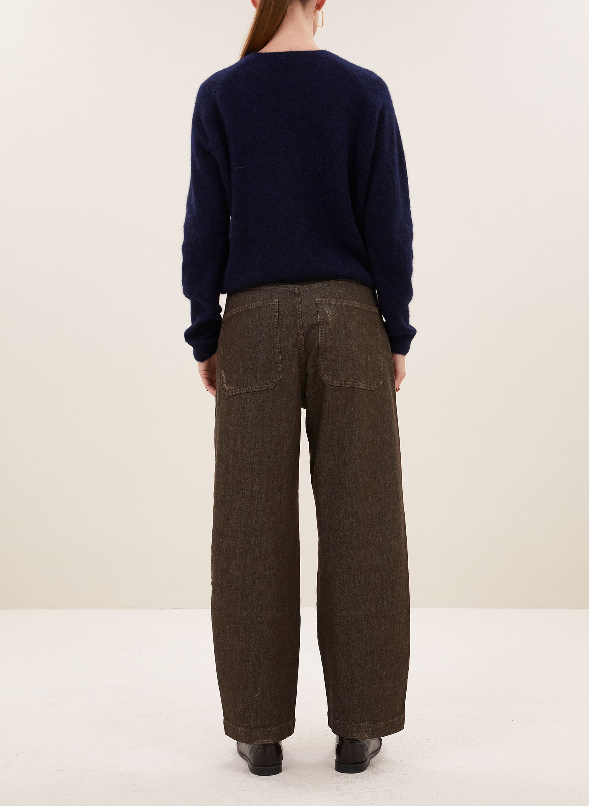 Pull col rond uni en laine mélangée BY BAR Blauw