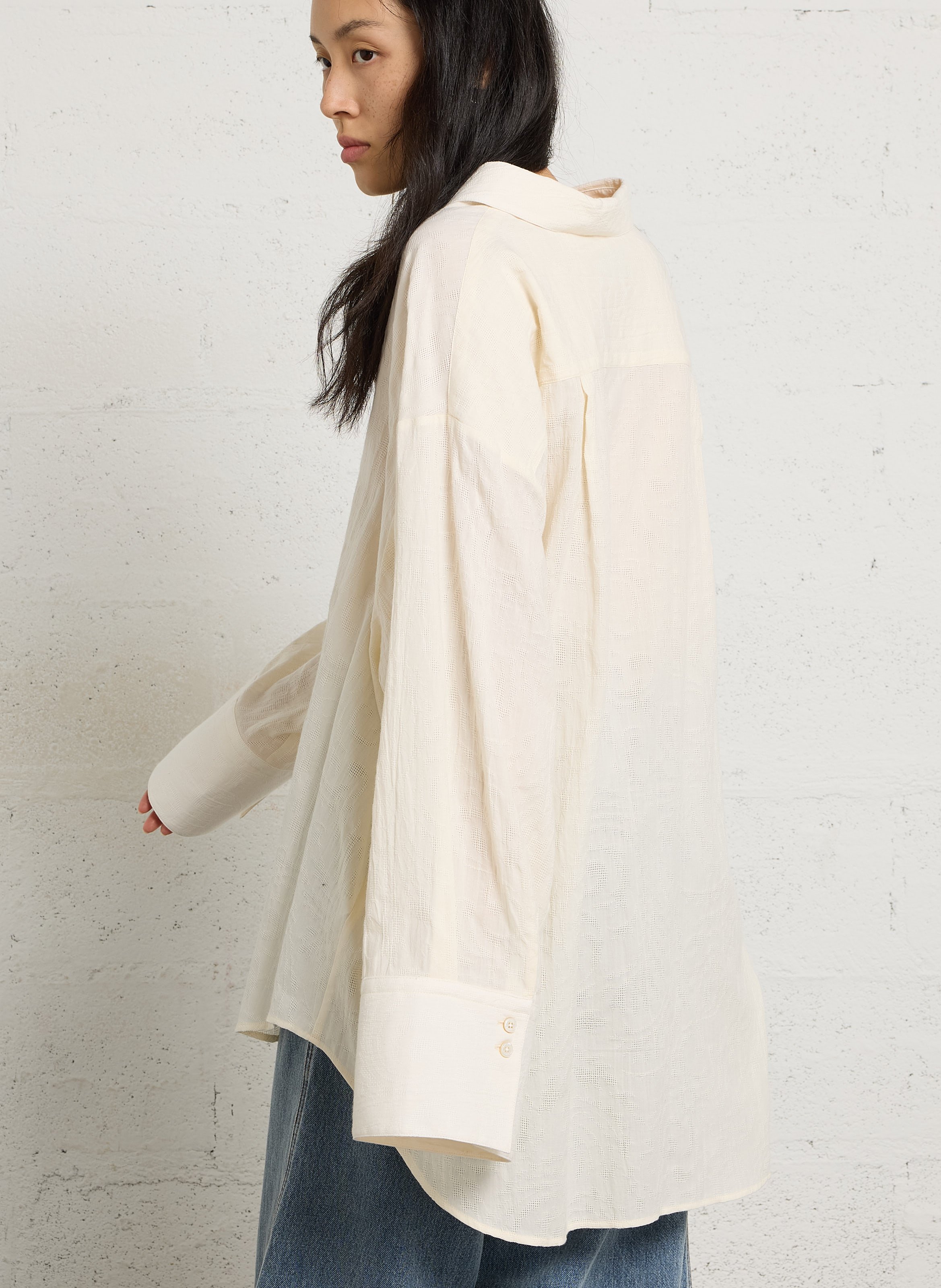 Chemise ample texturée en coton RUE DE TOKYO Beige