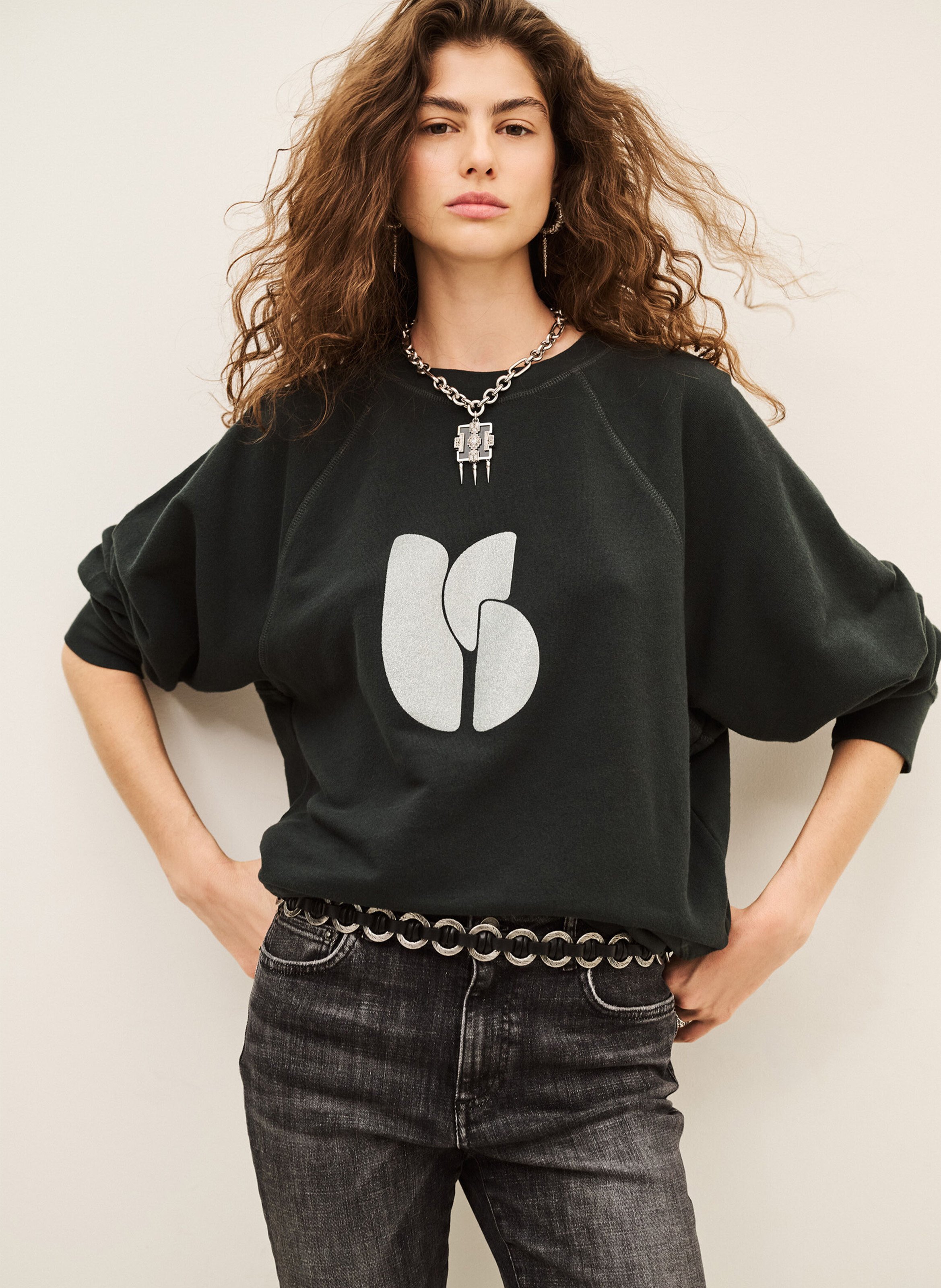 Large logo printed sweatshirt in cotton blend BA&SH