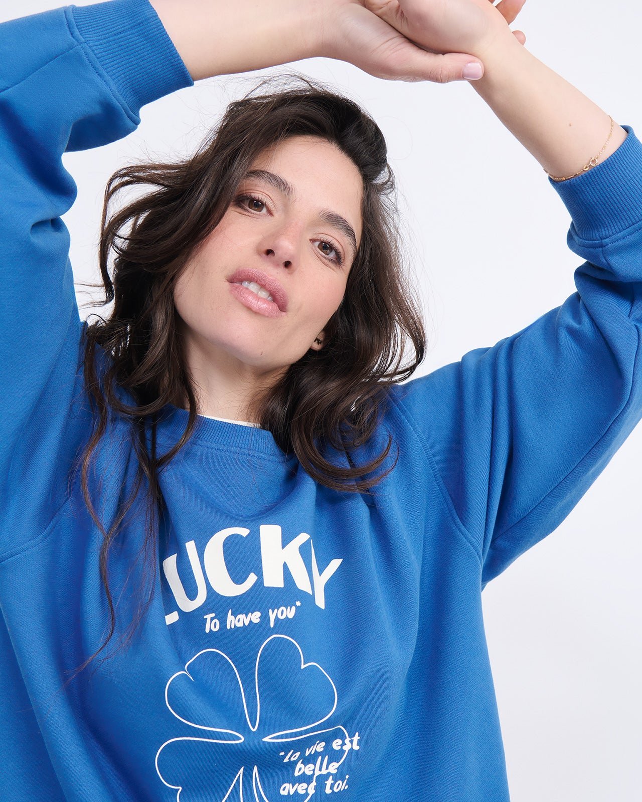Lucky Is to Have You organic cotton sweatshirt EMOI EMOI Blue