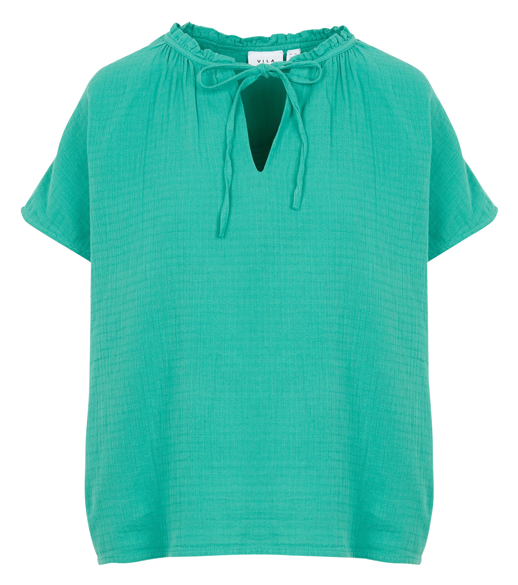 Top col rond en coton VILA Vert