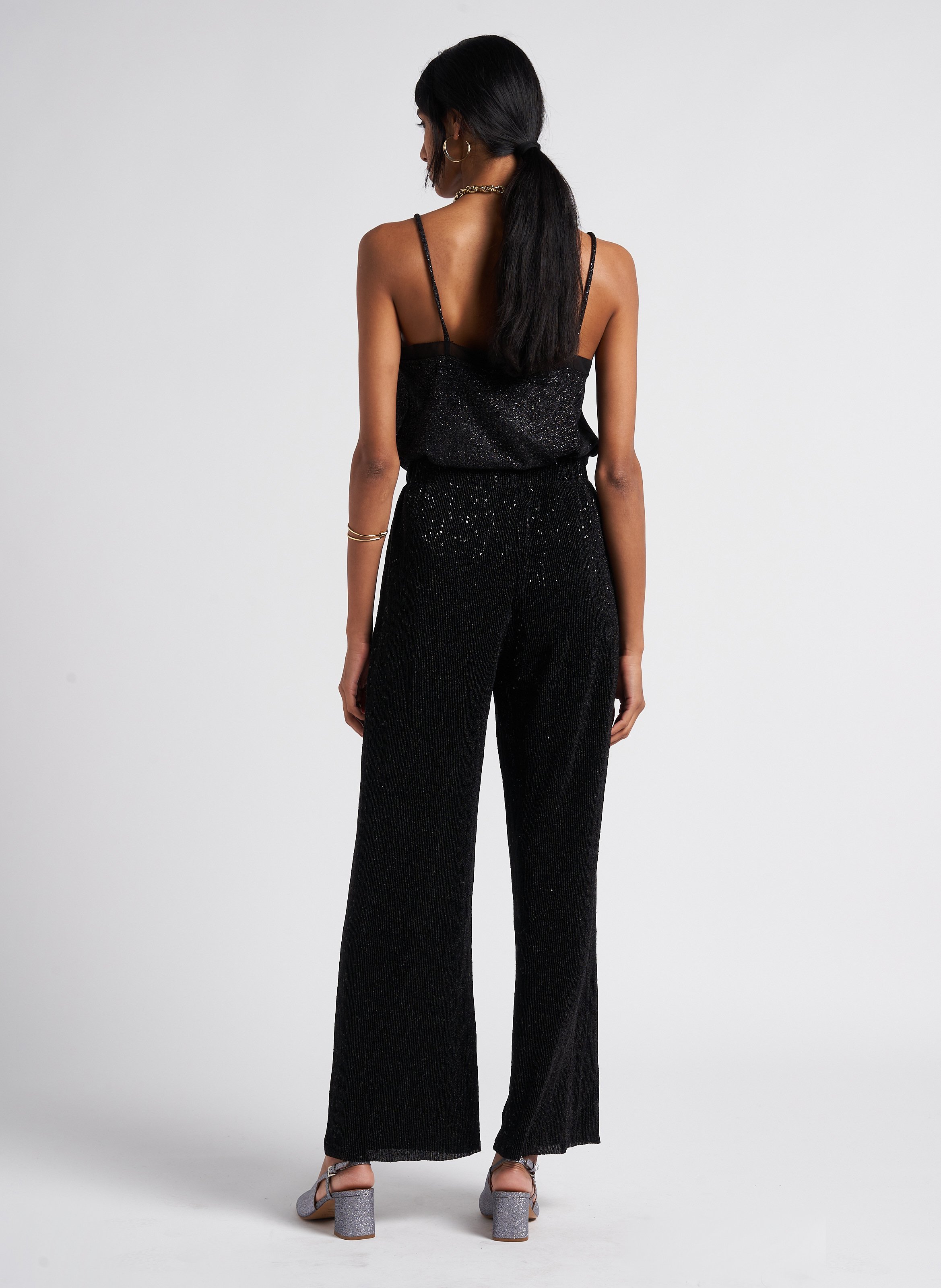 Wide-leg sequined pants GRACE ET MILA Black