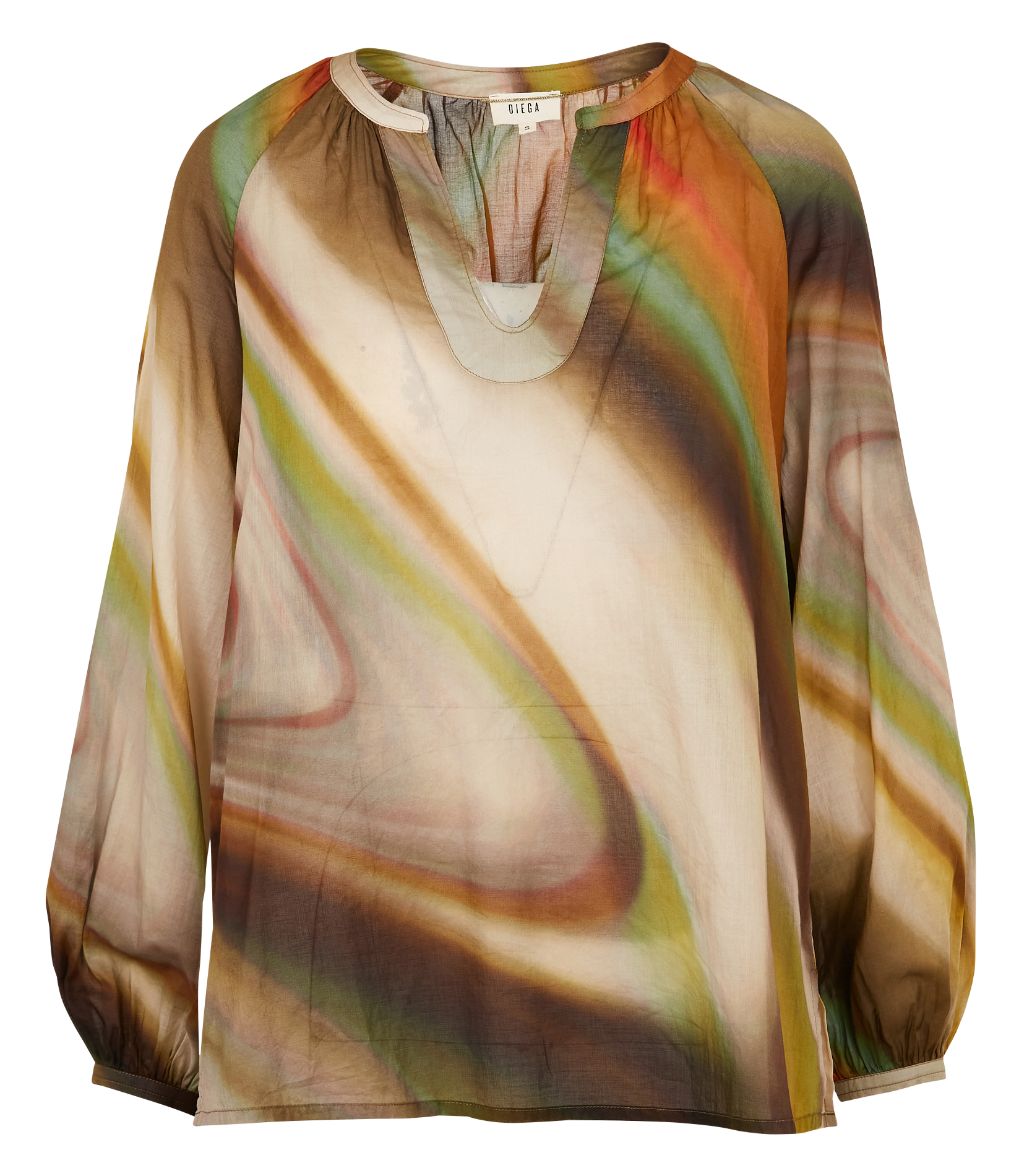 Cotton voile top with Tunisian collar DIEGA Multicolored