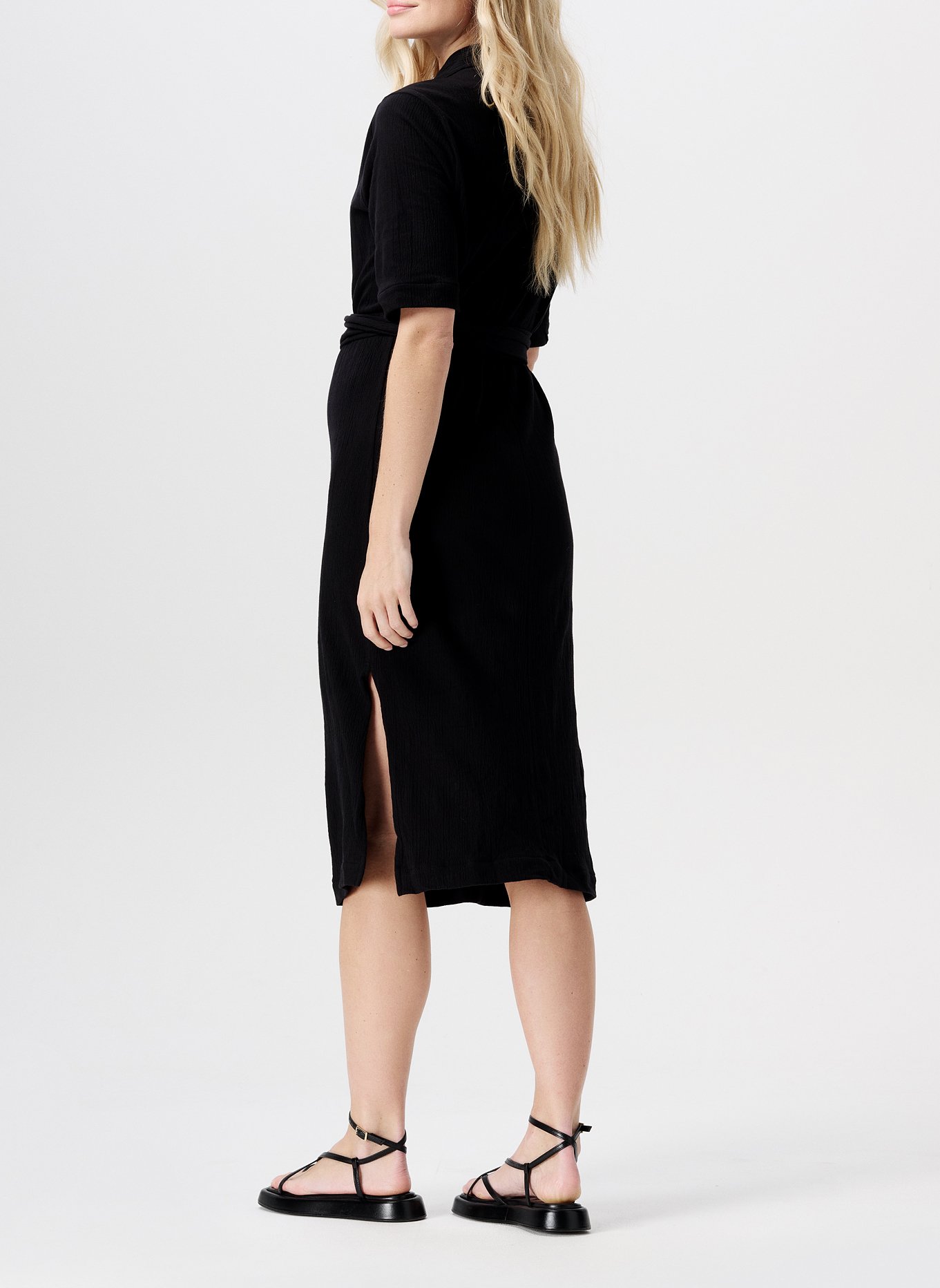 Organic cotton-blend midi dress with classic collar NOPPIES Black