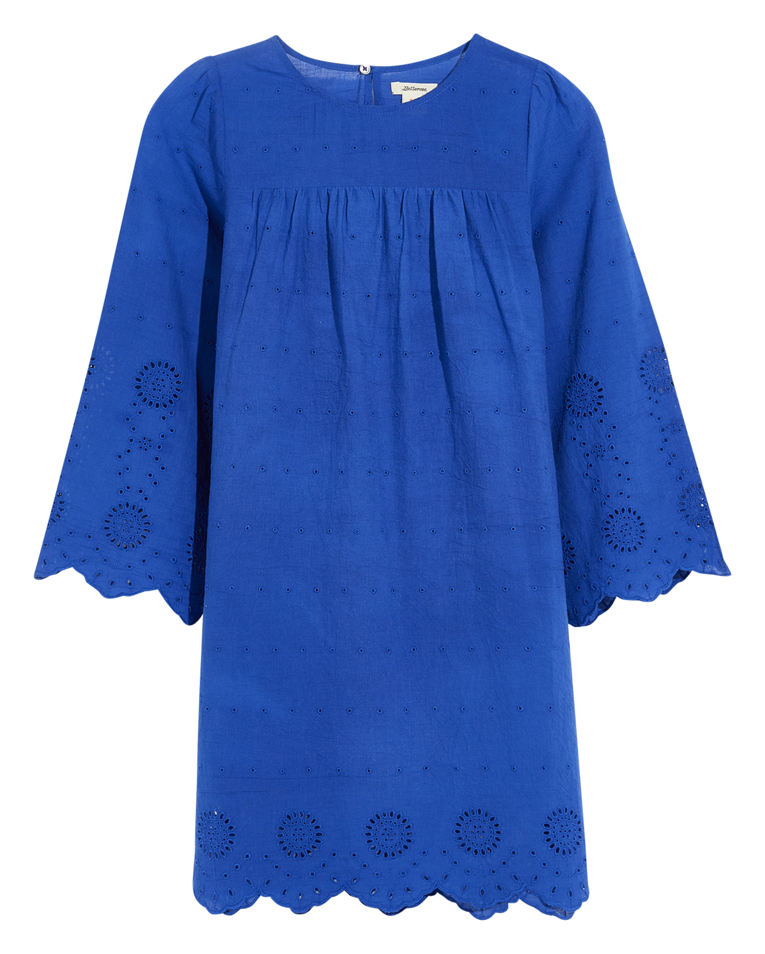 Midi straight buttoned and scalloped cotton dress BELLEROSE Blue