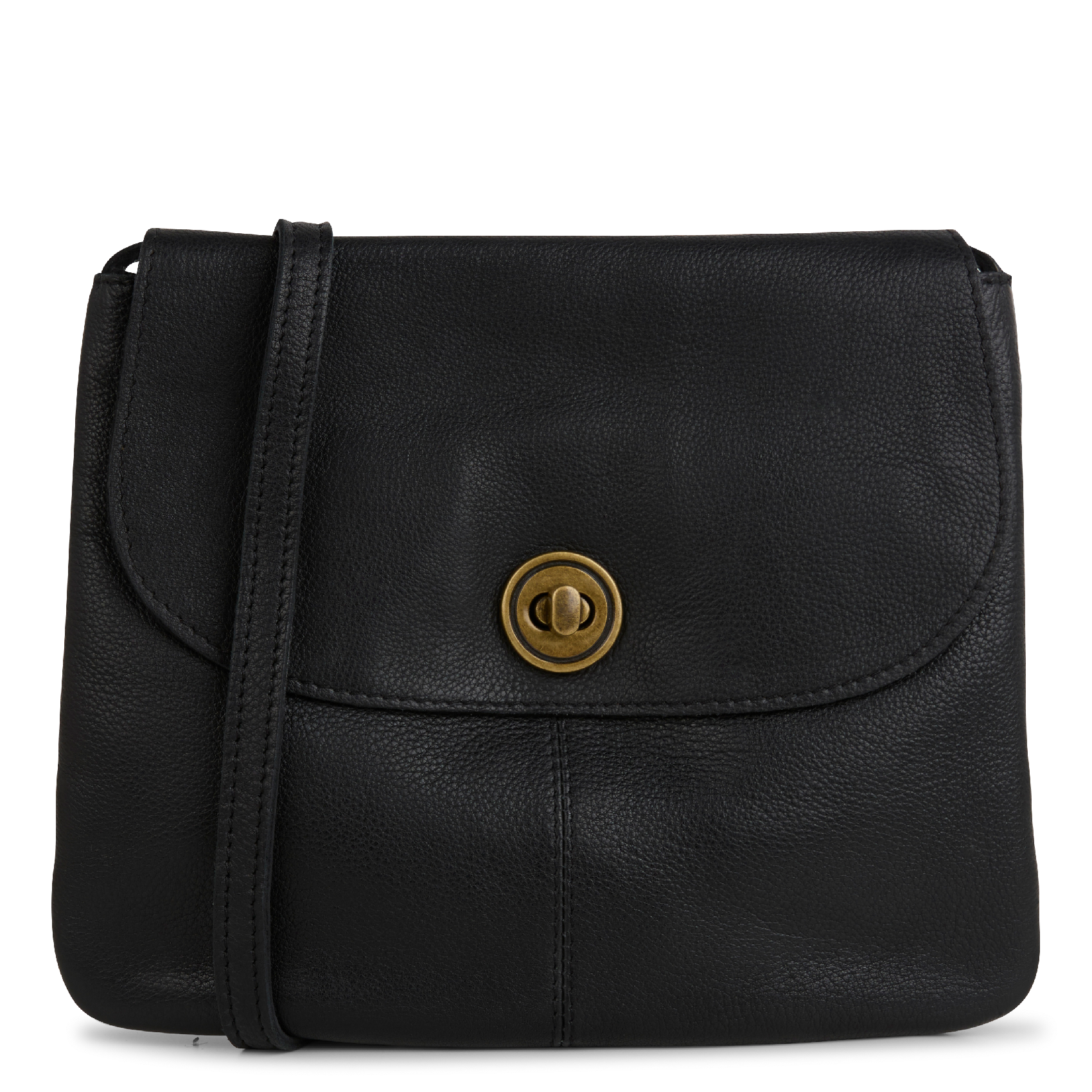 Men?s leather shoulder bag PIECES Black