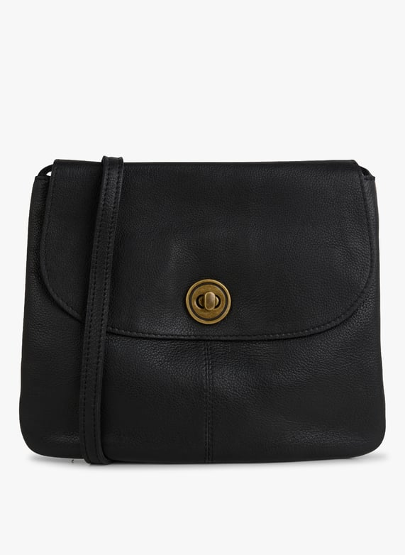 Sacoche bandoulière en cuir Totally Noir Pieces Femme Place