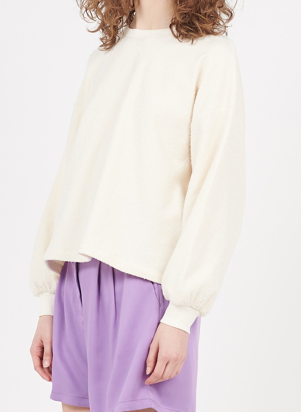 Fleecy organic cotton sweater with terry fabric AMERICAN VINTAGE Beige