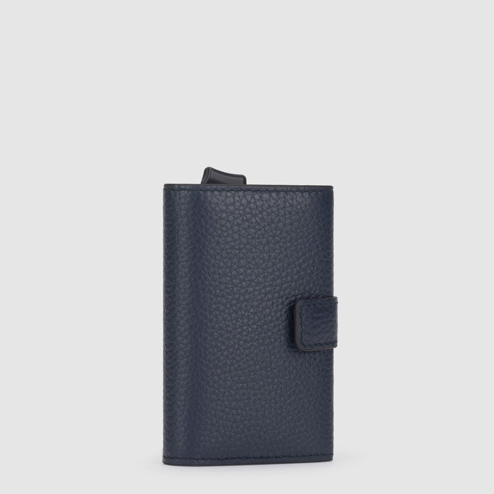 - 100% leather, - 6 cardholder slots, - 1 central compartment, - Size: L10 x H7 cm. PIQUADRO Blue