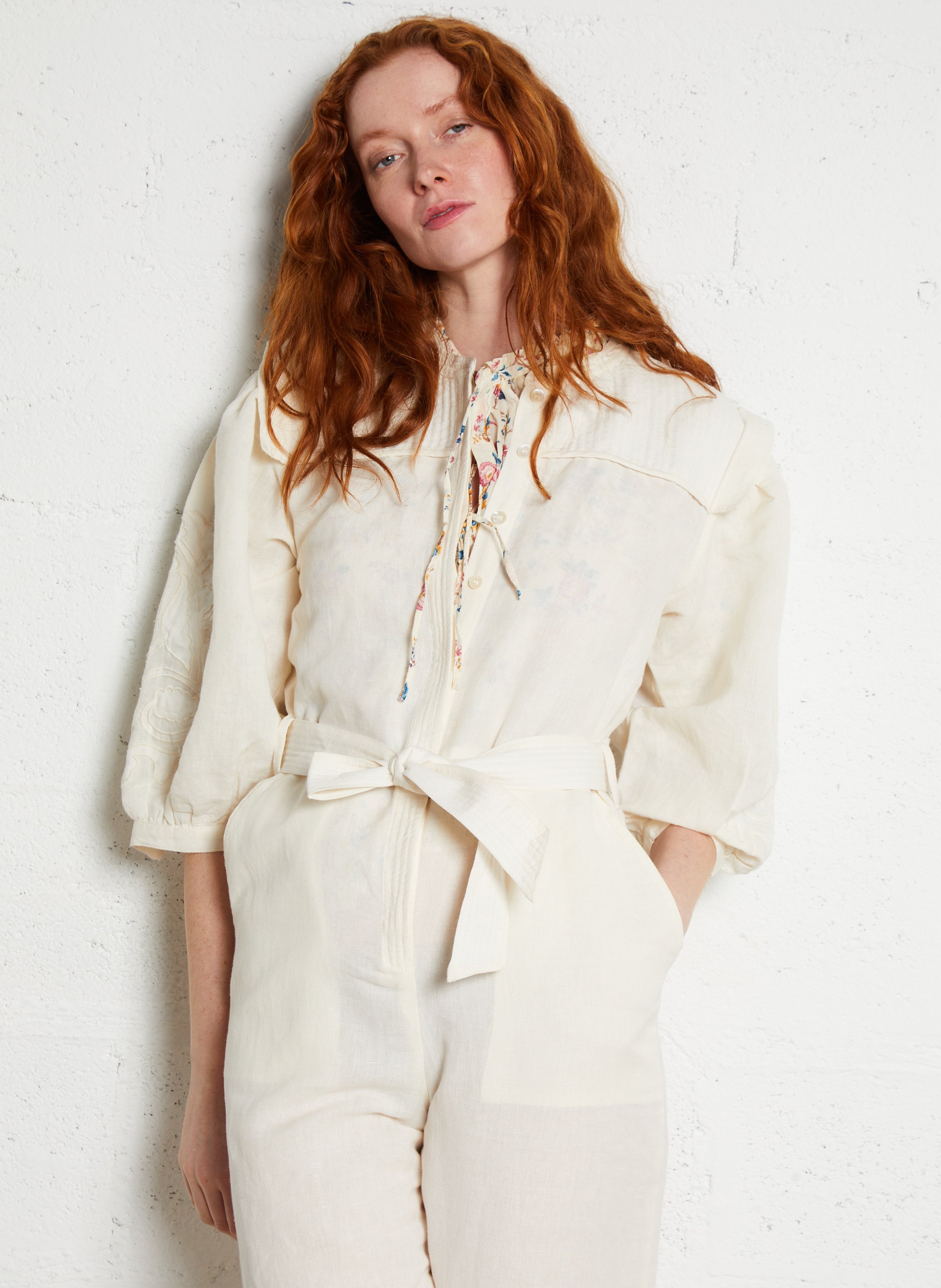 Ronde hals biologisch katoenen jumpsuit LOUISE MISHA Beige