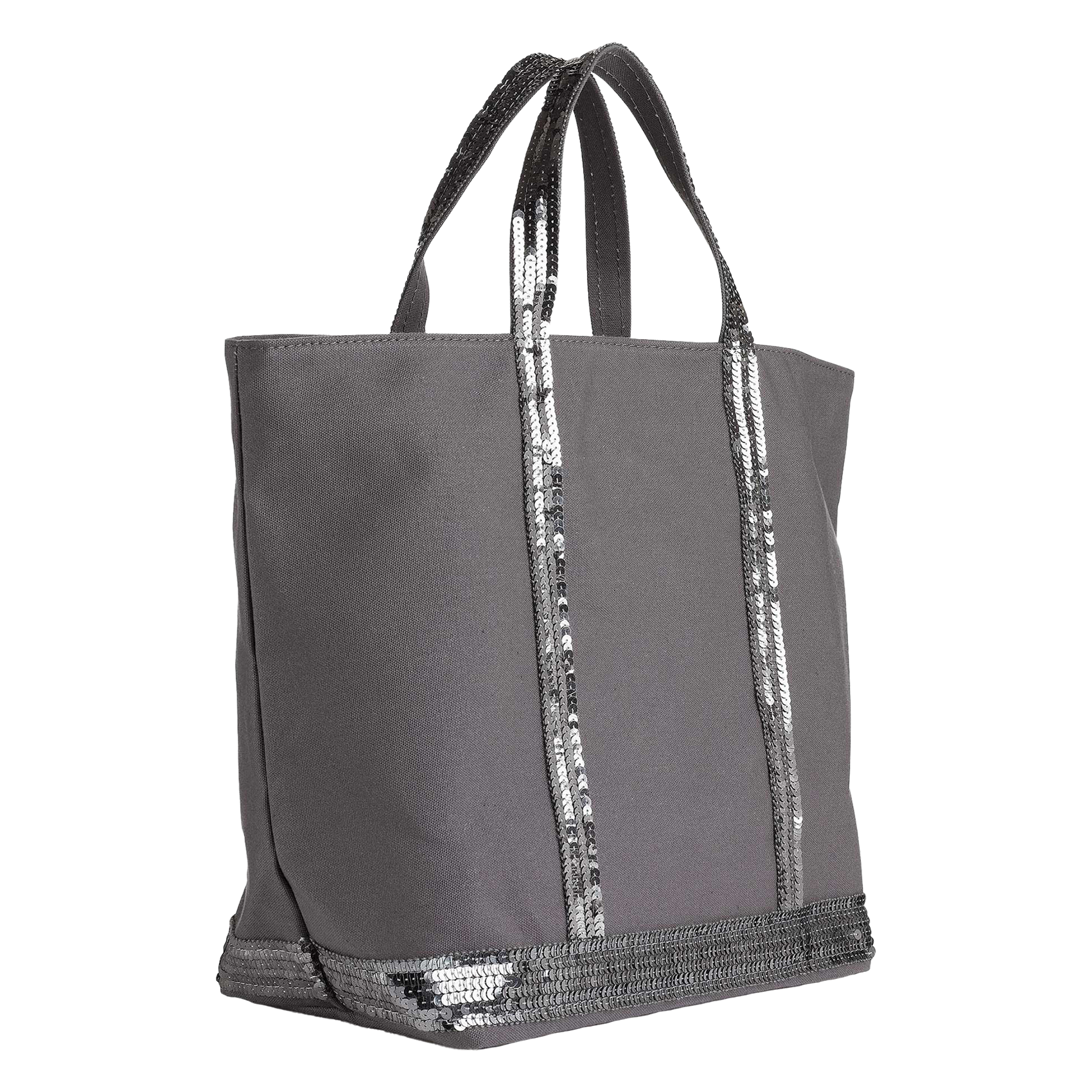 Sequined cotton canvas tote bag VANESSA BRUNO Grey