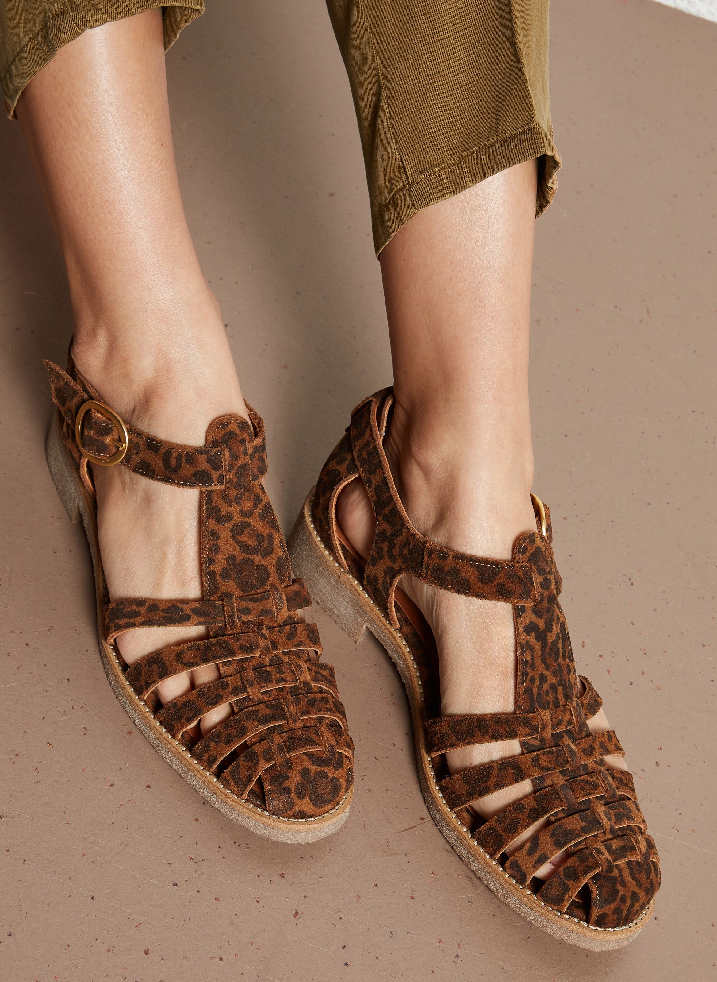 Aouda flat leather sandals MAISON TOUFET Multicolored