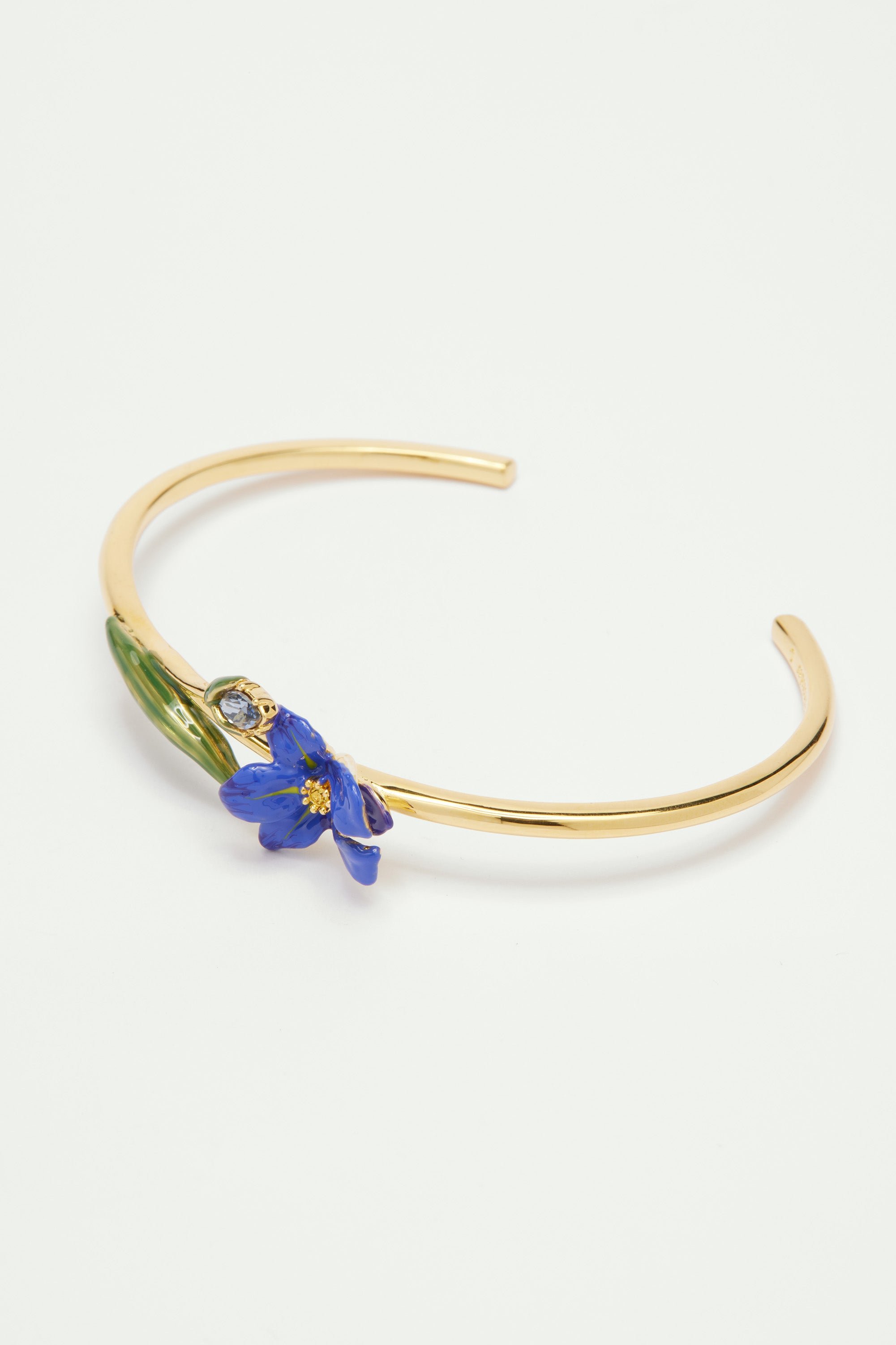 Siberian iris and faceted glass bangle bracelet LES NEREIDES Blue