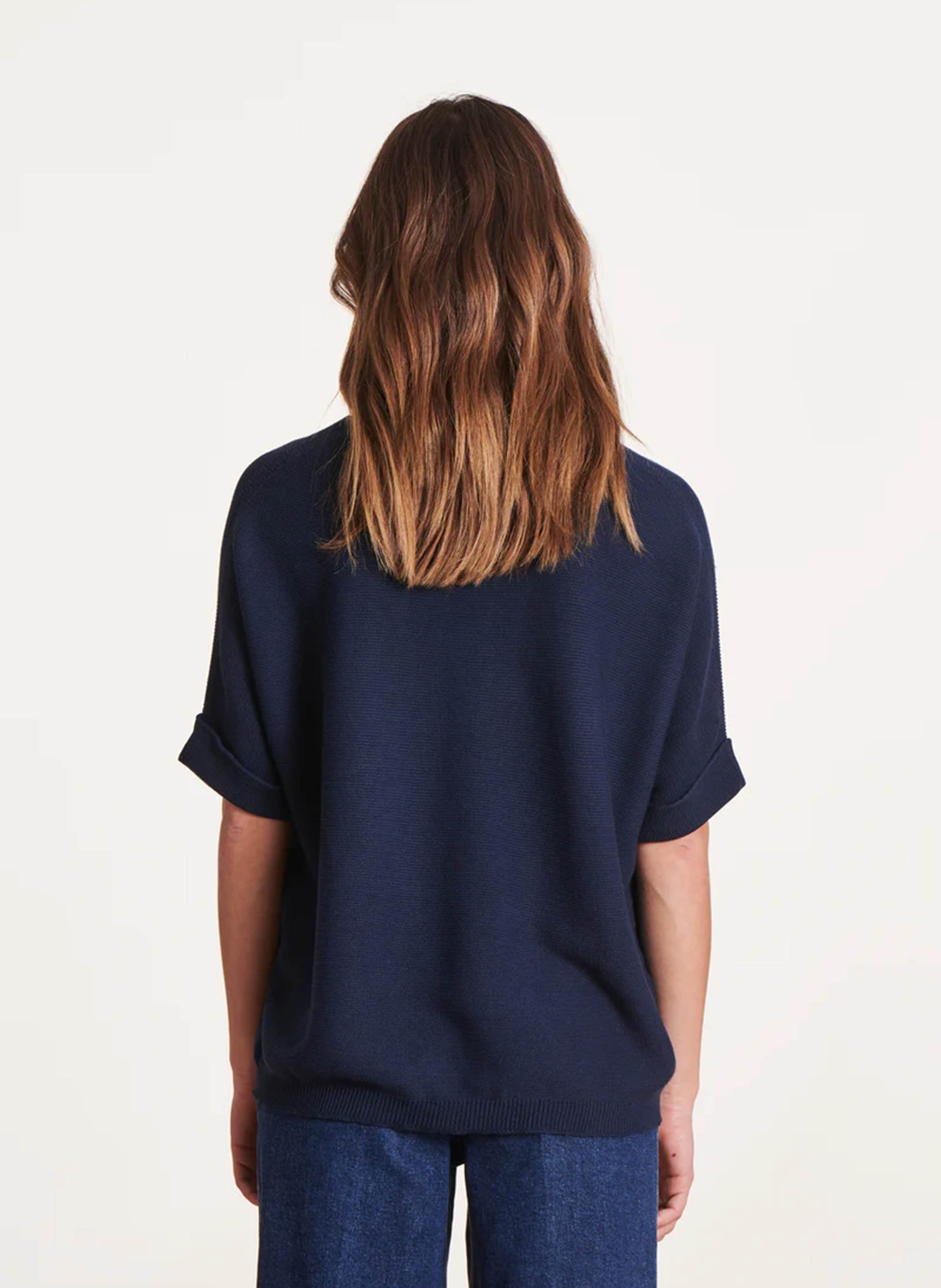 Loose-fit V-neck knit top LA FEE MARABOUTEE Blue