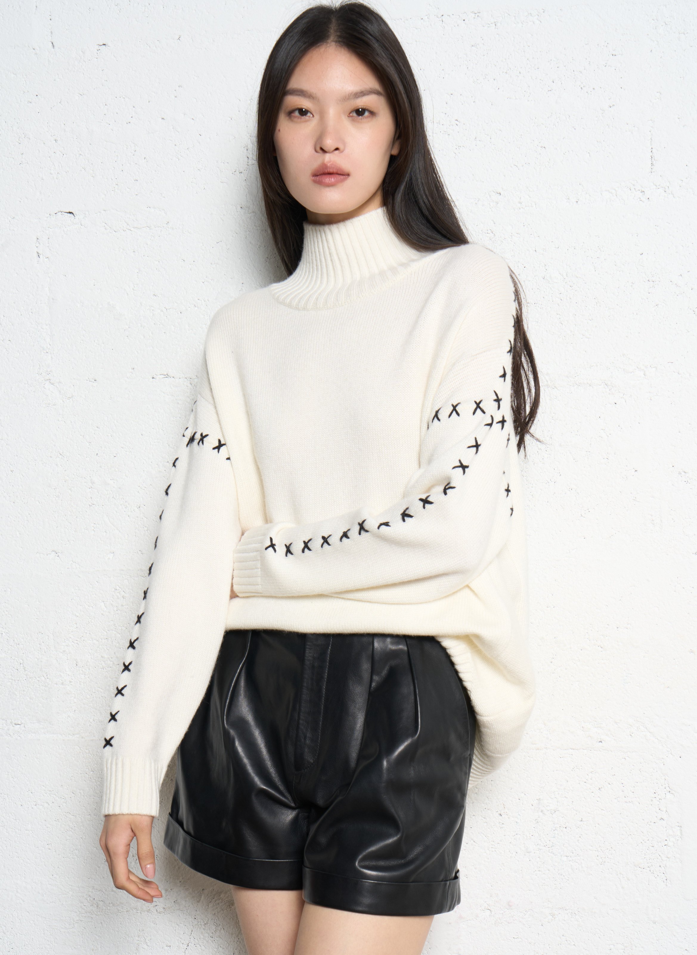 Pull col montant  IKKS Blanc