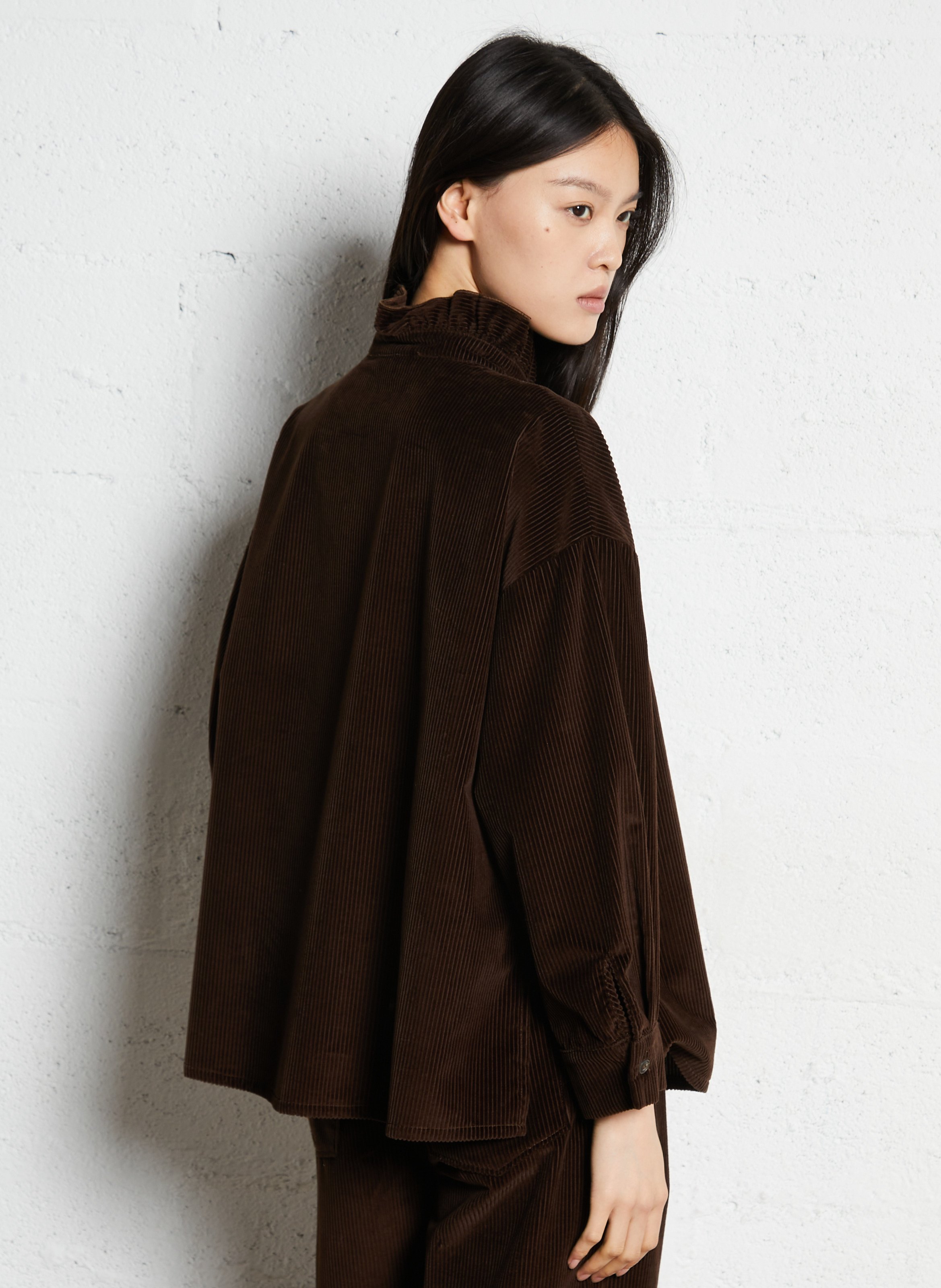 Katoenen oversized blouse SUZIE WINKLE Bruin